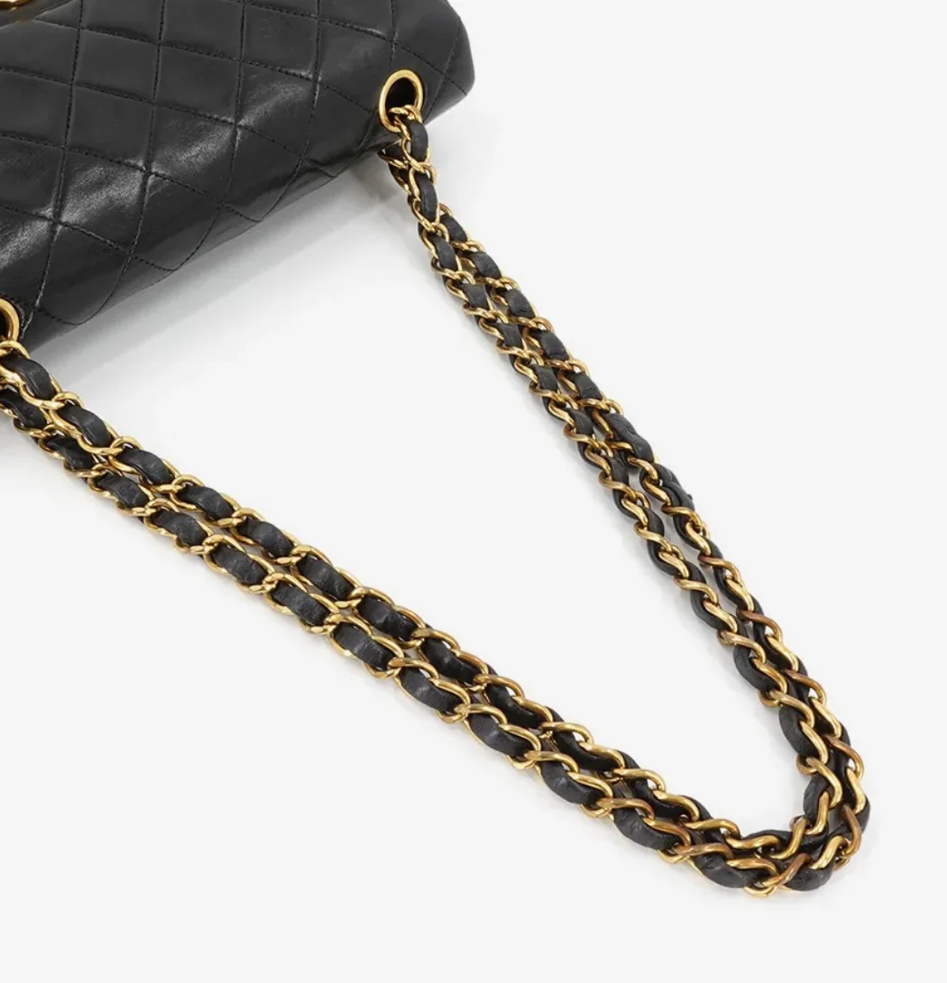 Vintage Classic Small Double Flap Bag in Black - Image 10