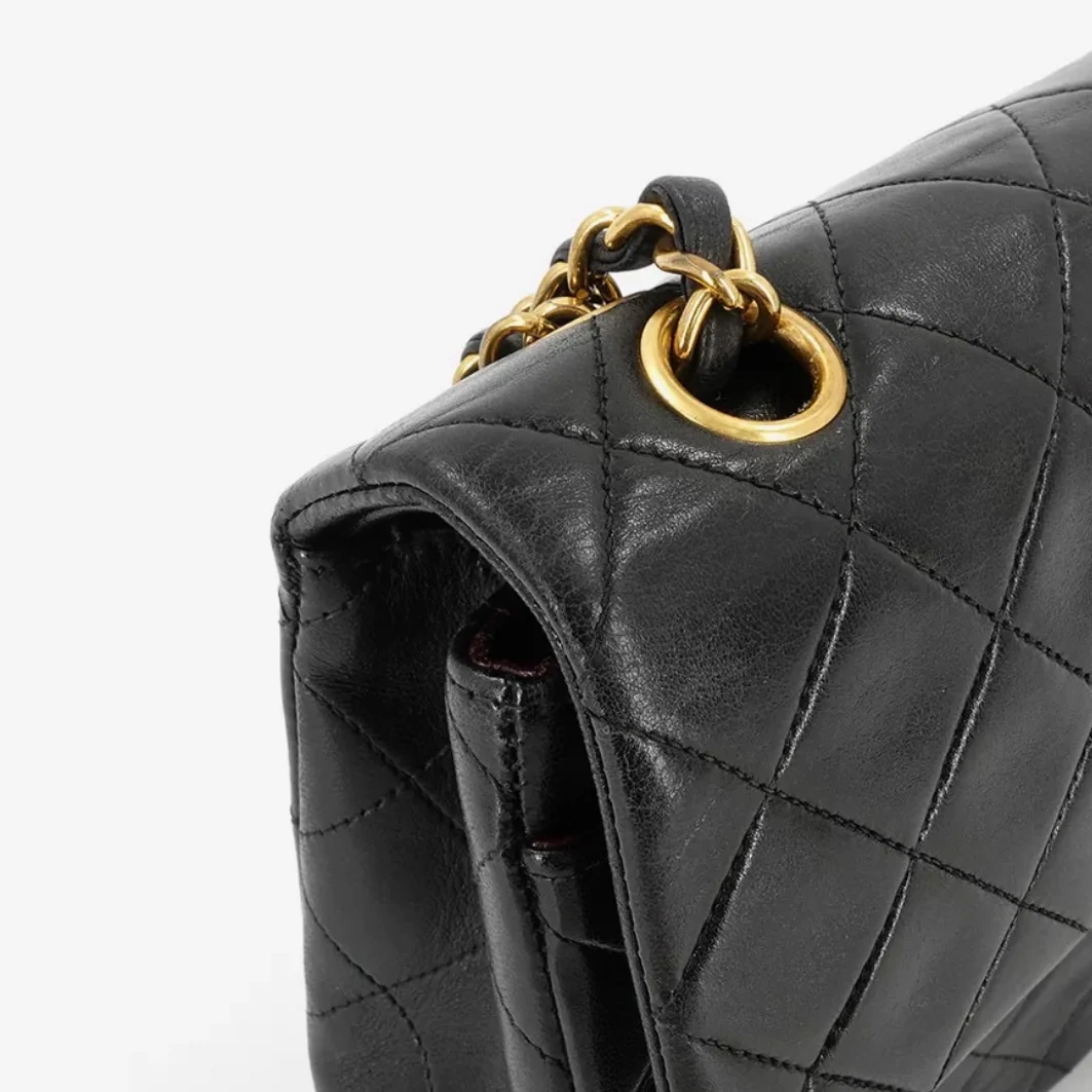 Vintage Classic Small Double Flap Bag in Black - Image 4
