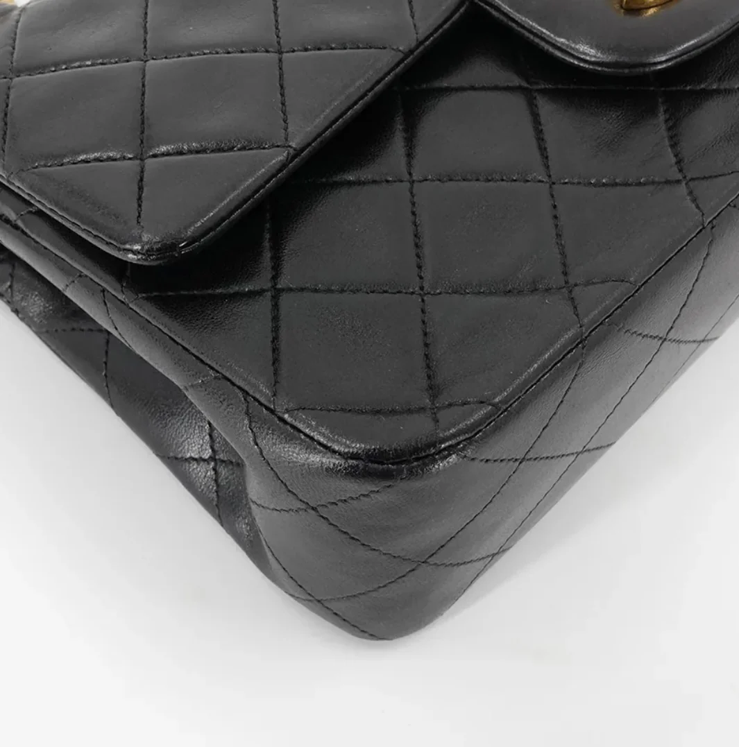 Vintage Classic Small Double Flap Bag in Black - Image 6