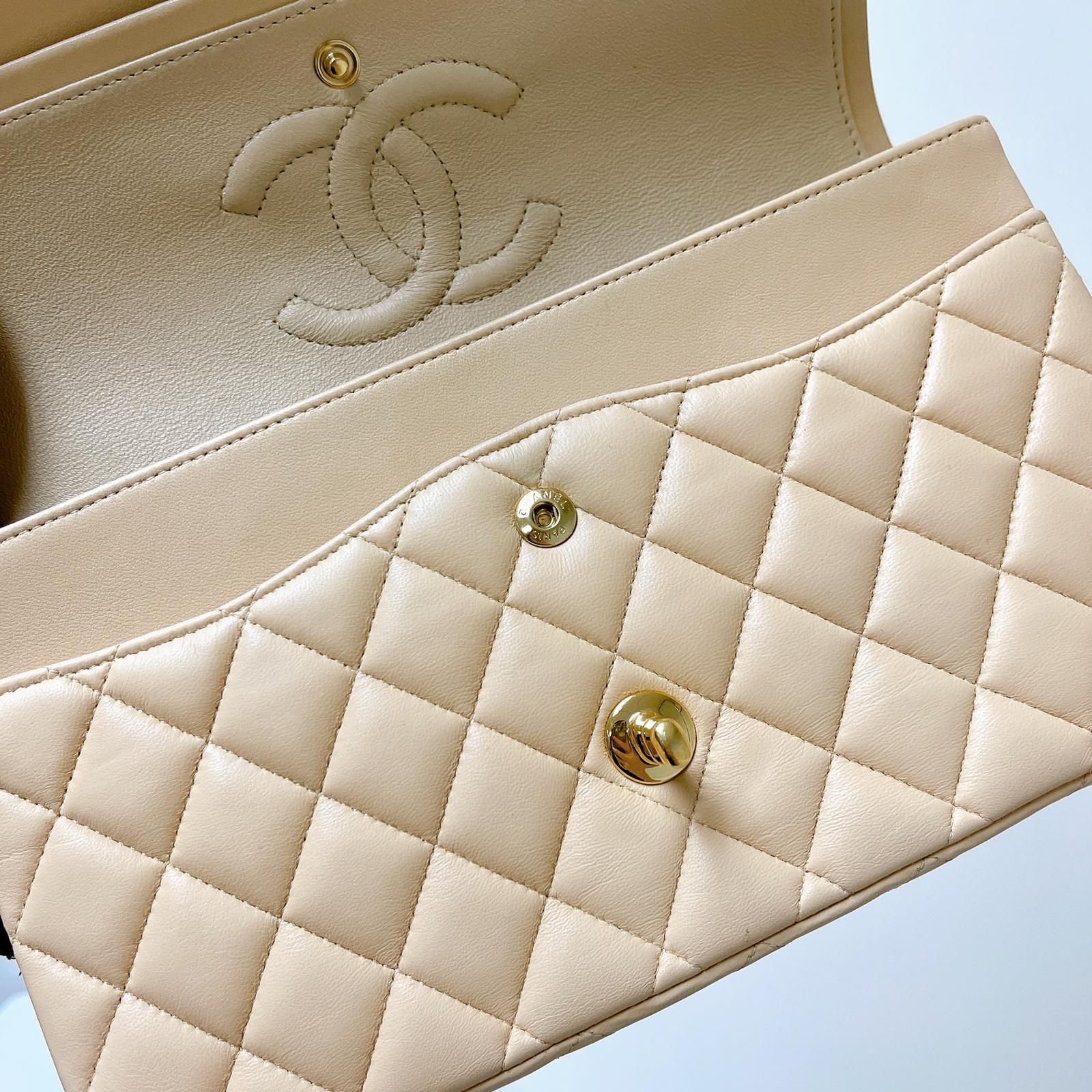 Double Flap Medium Lambskin Beige GHW - Image 22