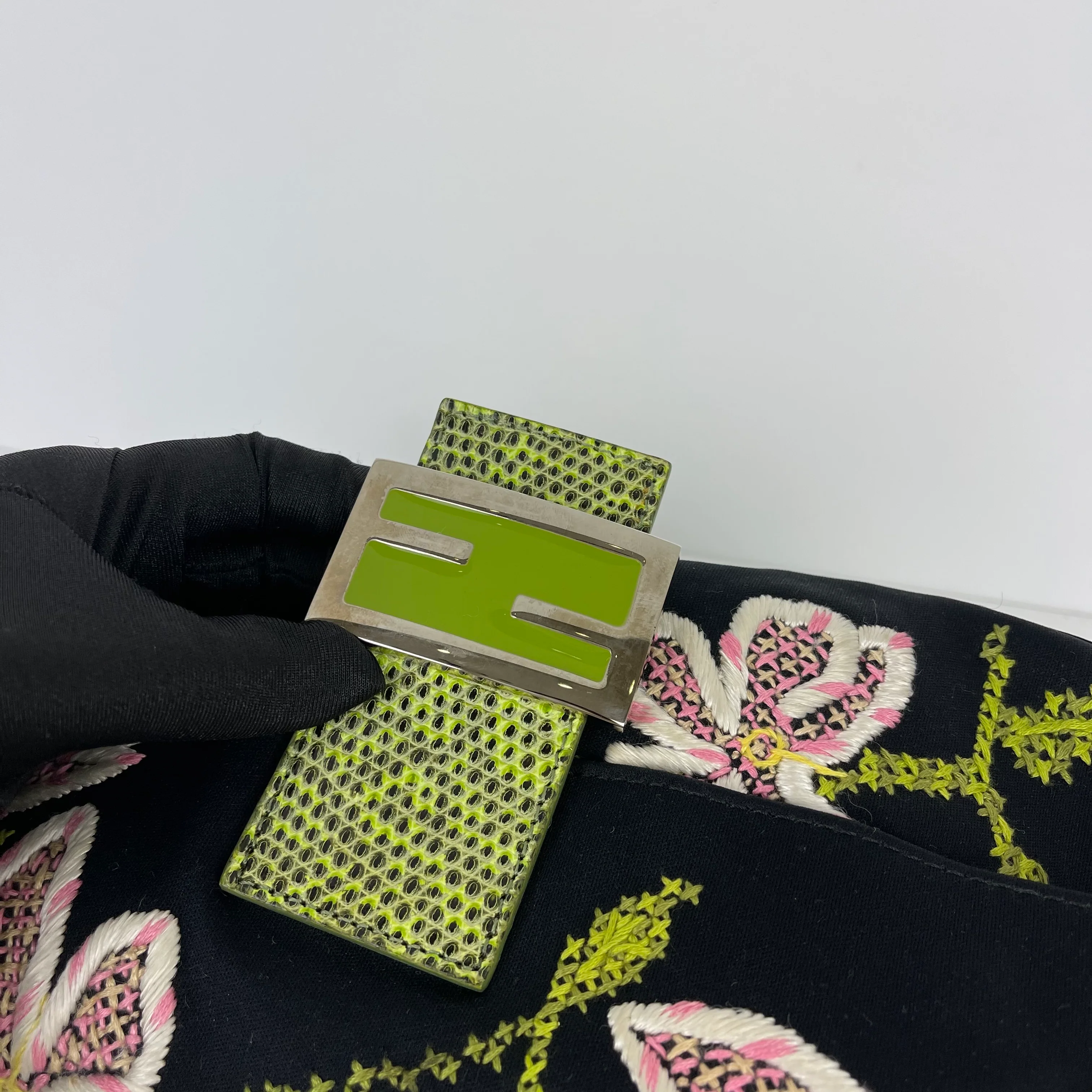 Embroidered Flowers and Lizard Trim Baguette - Image 10