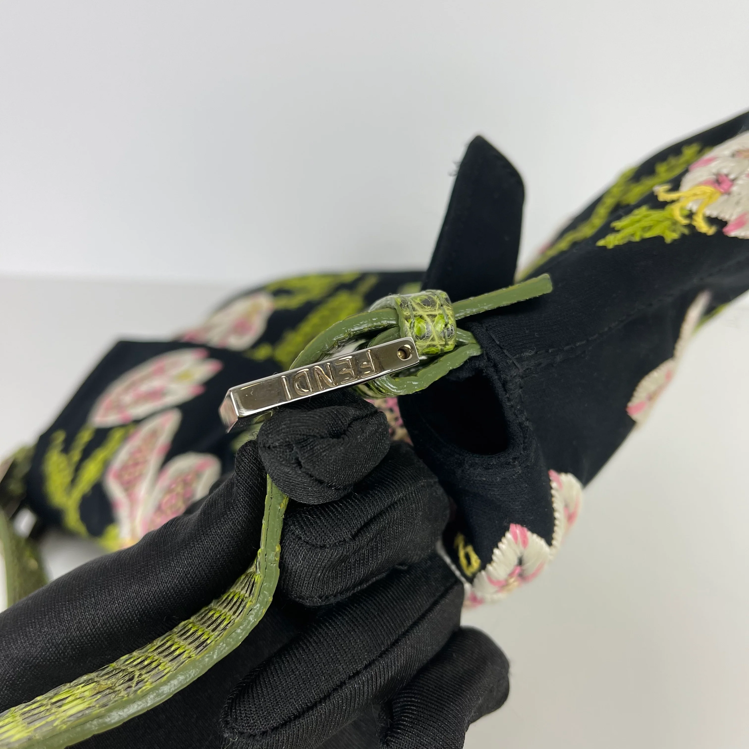 Embroidered Flowers and Lizard Trim Baguette - Image 11