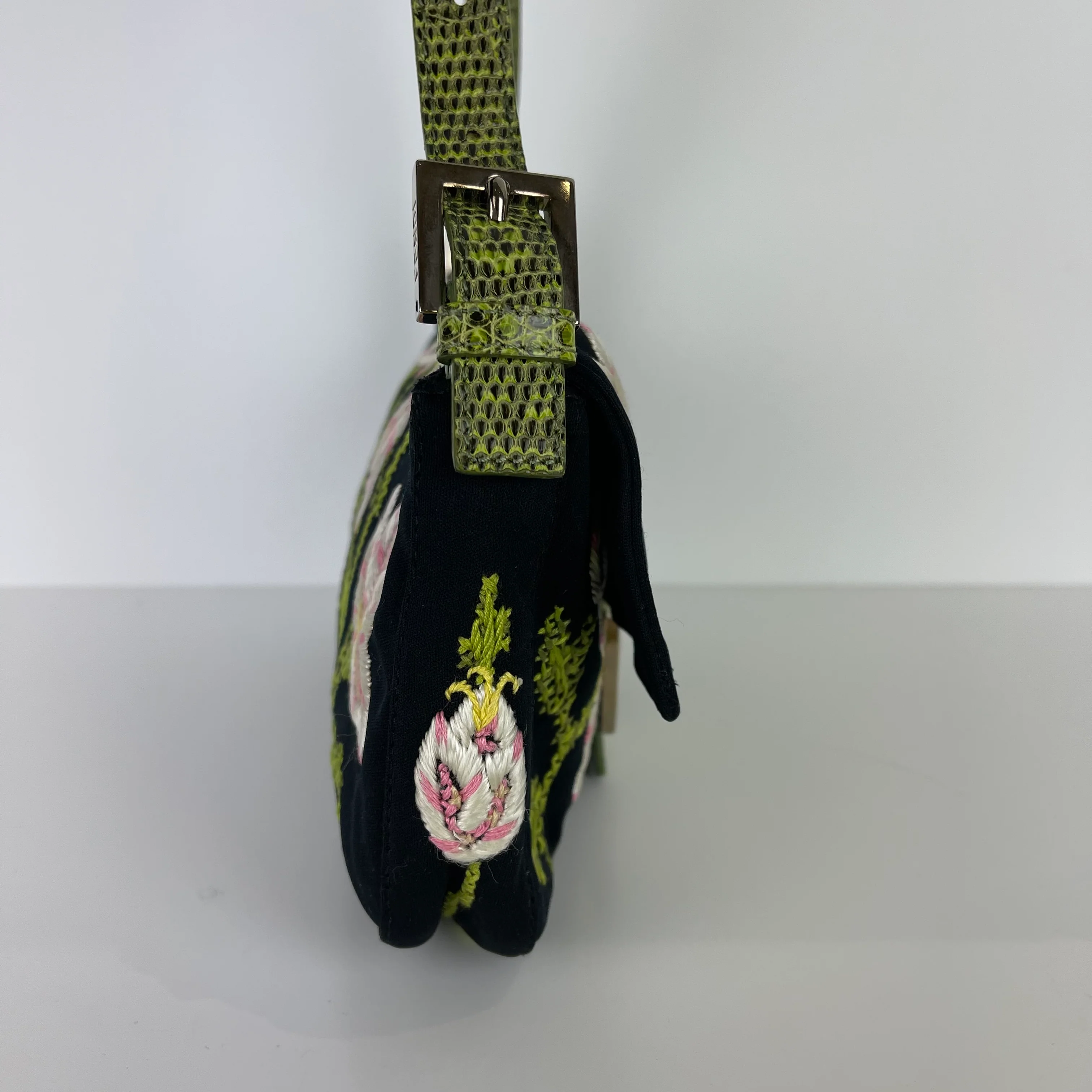 Embroidered Flowers and Lizard Trim Baguette - Image 4