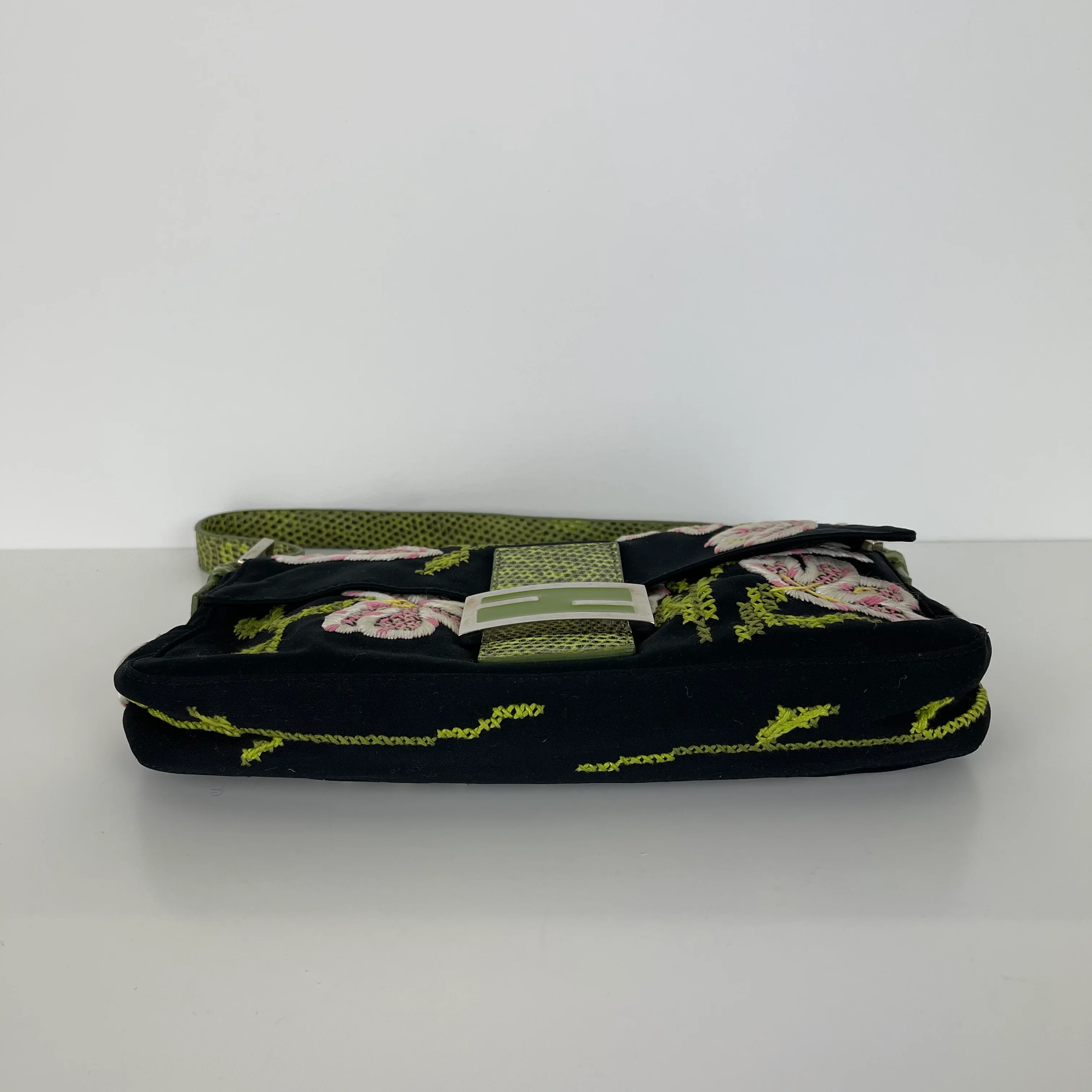 Embroidered Flowers and Lizard Trim Baguette - Image 5