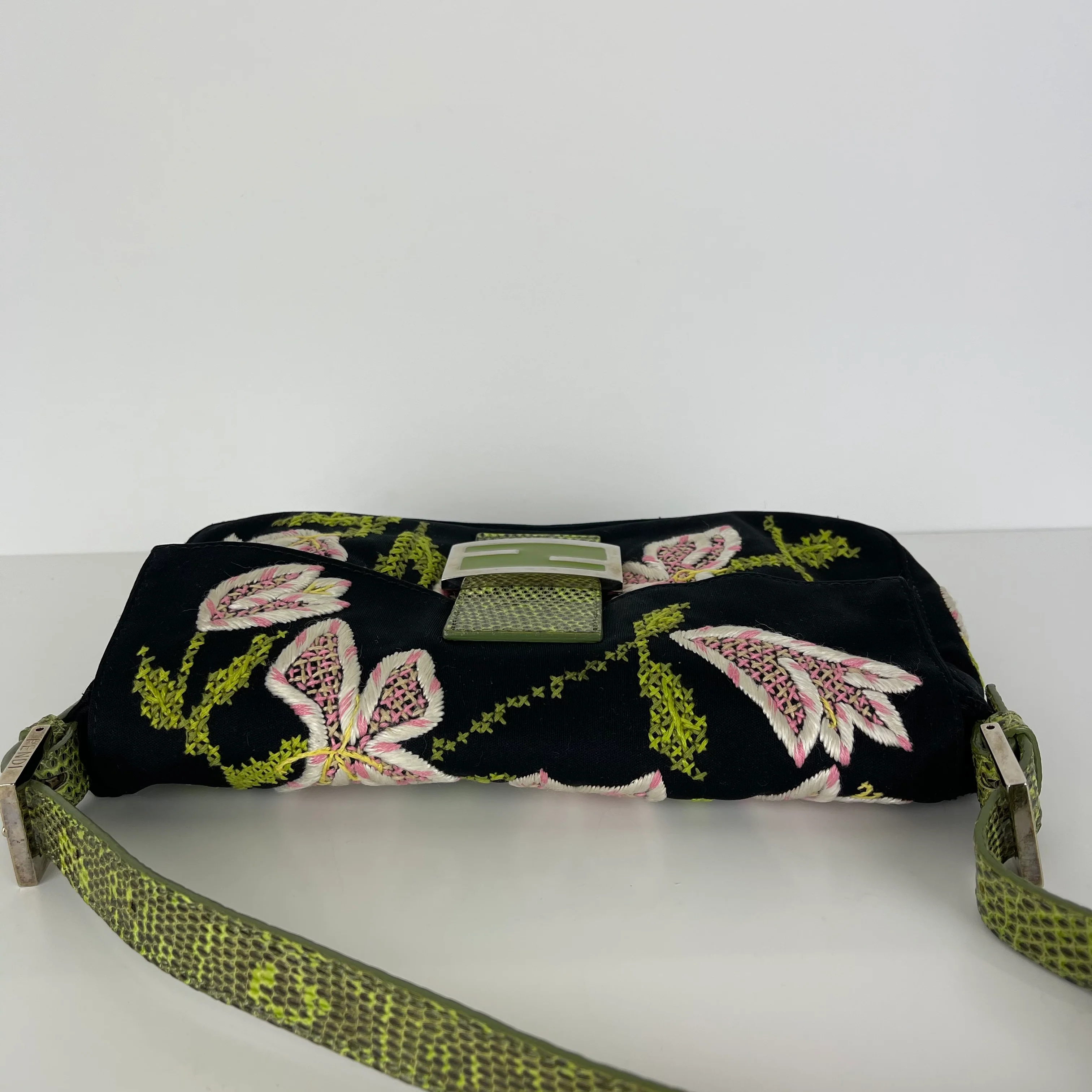 Embroidered Flowers and Lizard Trim Baguette - Image 6