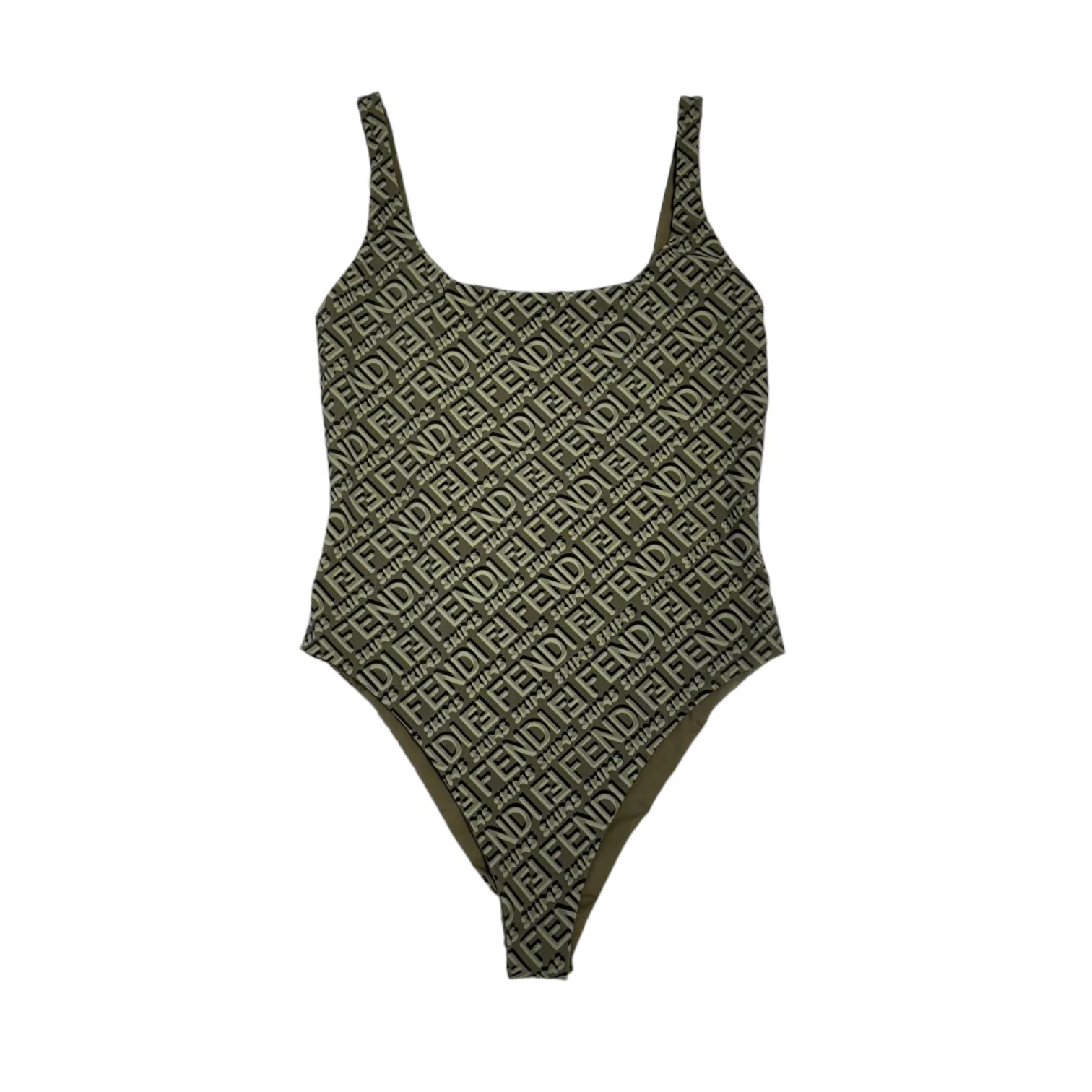 High Leg One-Piece Swimsuit Green Size Medium