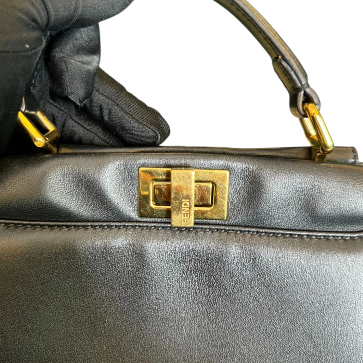 Peekaboo Iconic Satchel Mini Nappa Lambskin Black GHW - Image 16