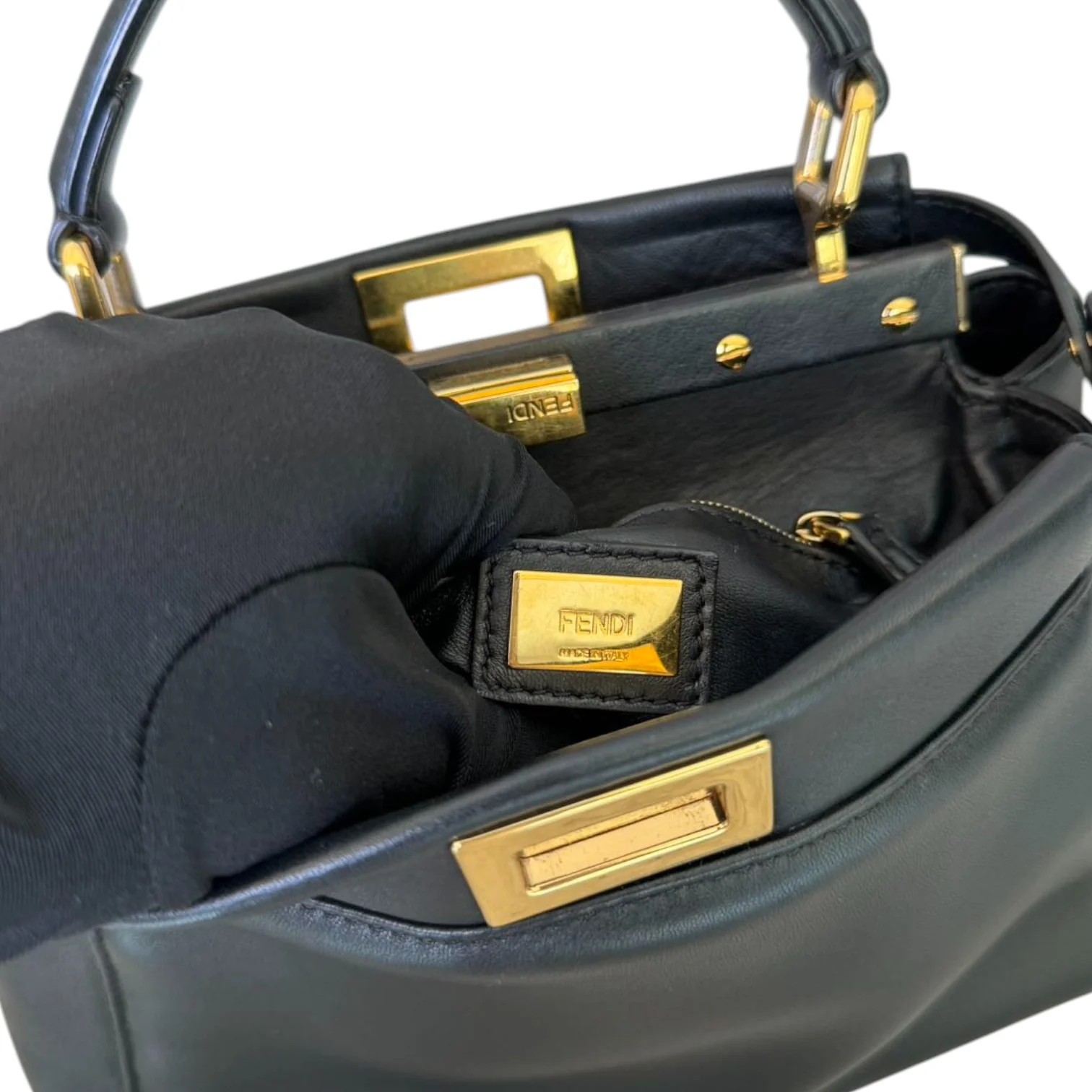 Peekaboo Satchel Mini Nappa Lambskin Leather Black GHW - Image 19