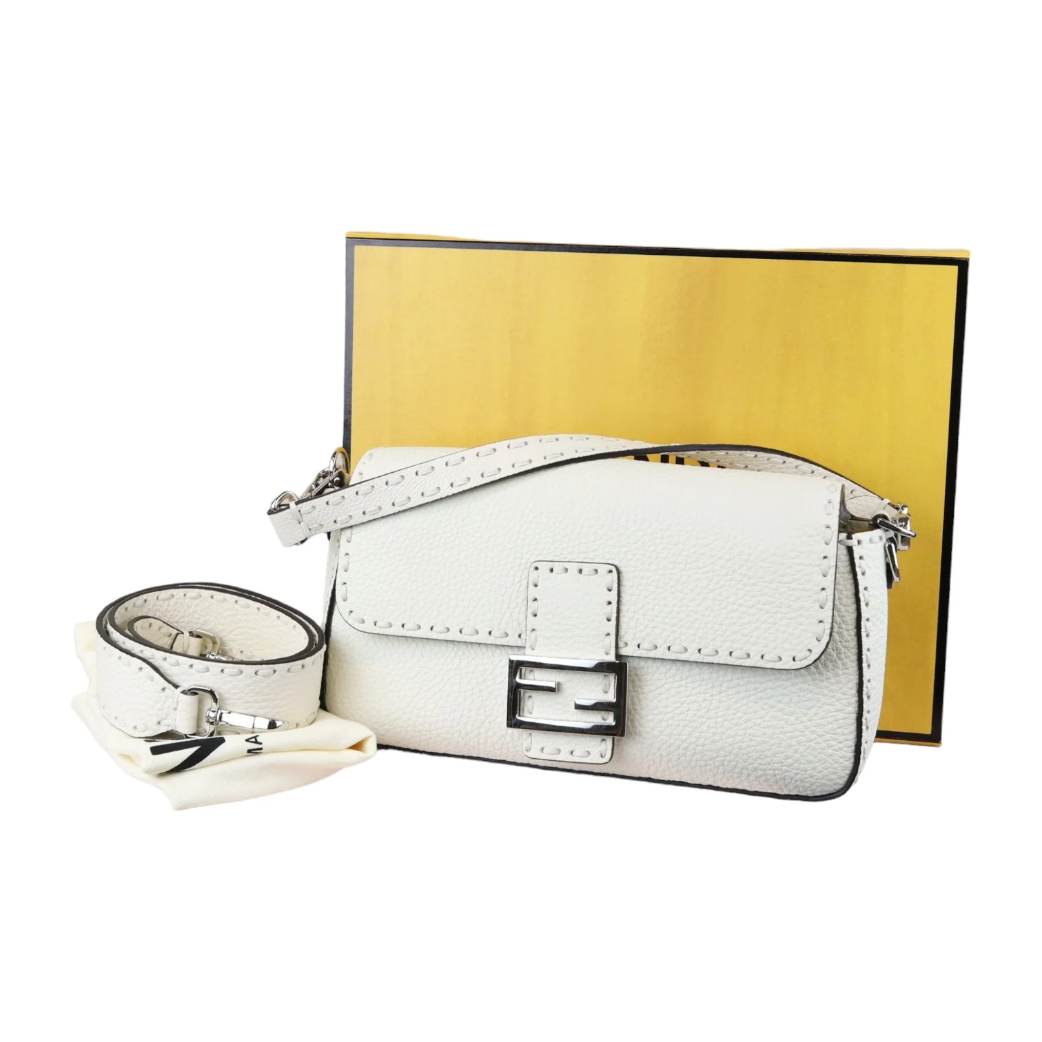 Selleria Baguette Shoulder Calfskin leather White SHW - Image 2