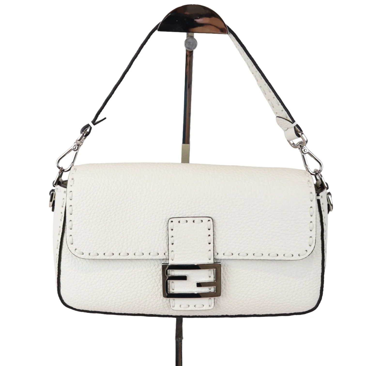 Selleria Baguette Shoulder Calfskin leather White SHW - Image 3