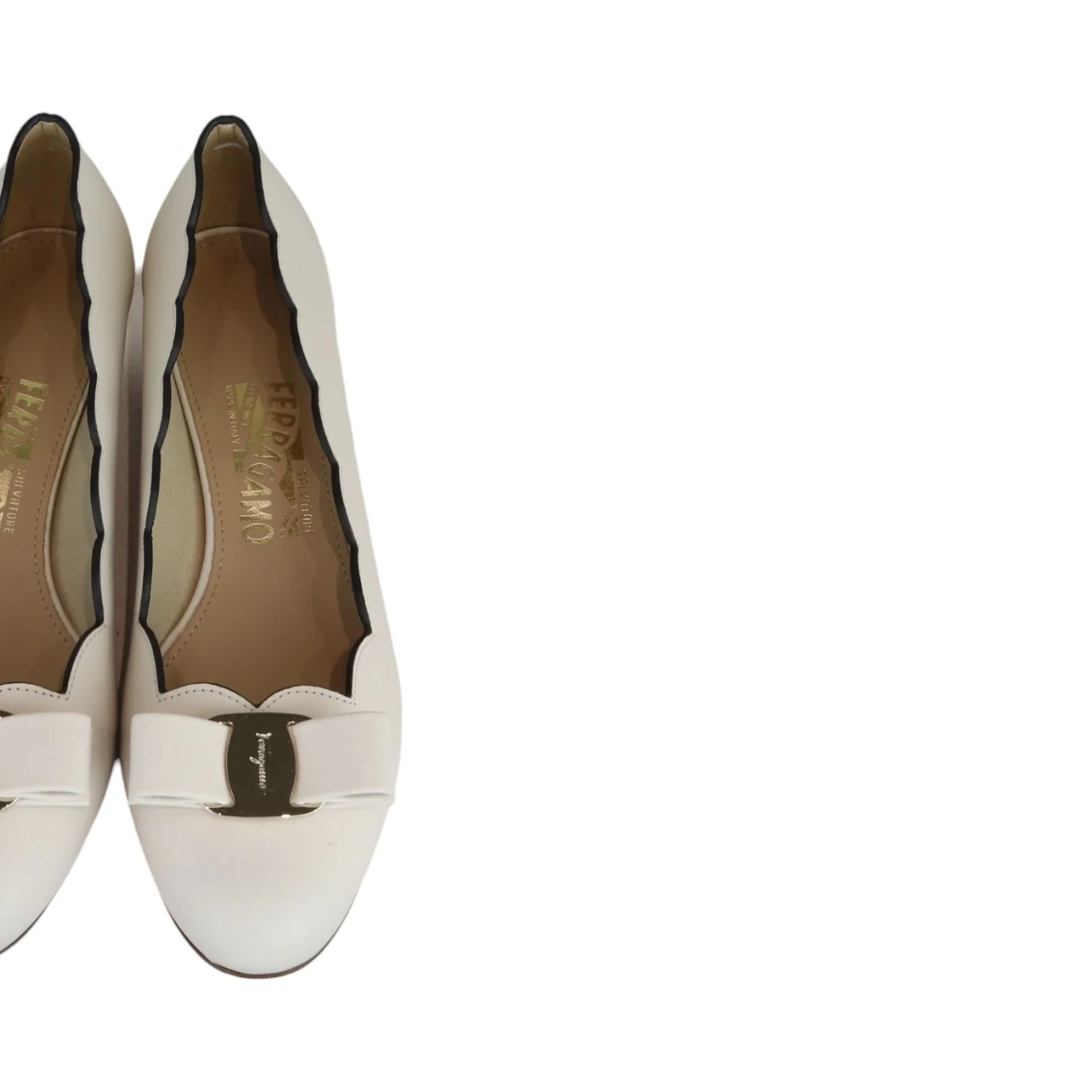 Vara Bow Shell Pumps Calfskin White Size 7 GHW - Image 12