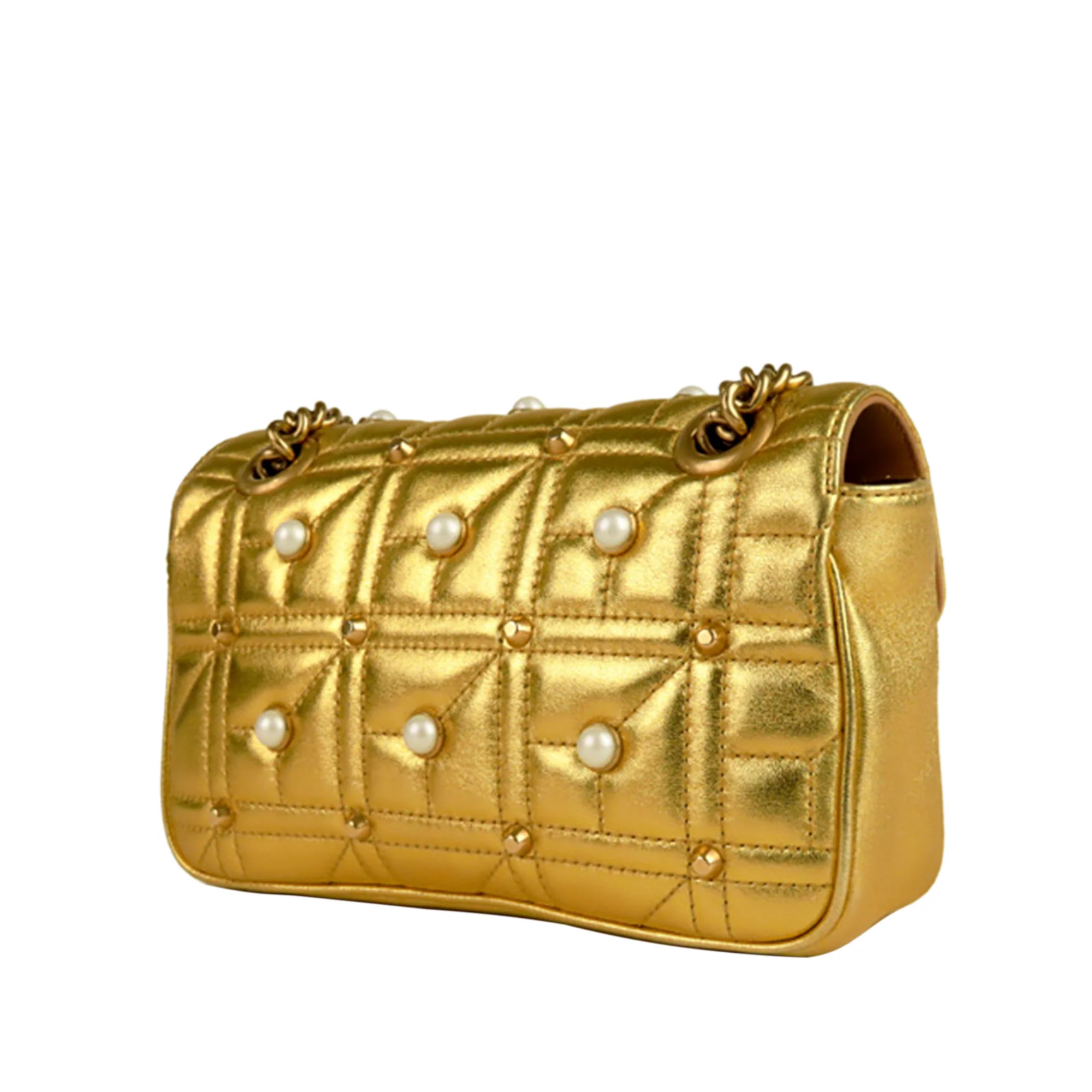 GG Marmont Matelasse Mini Leather Crossbody Bag Gold - Image 2