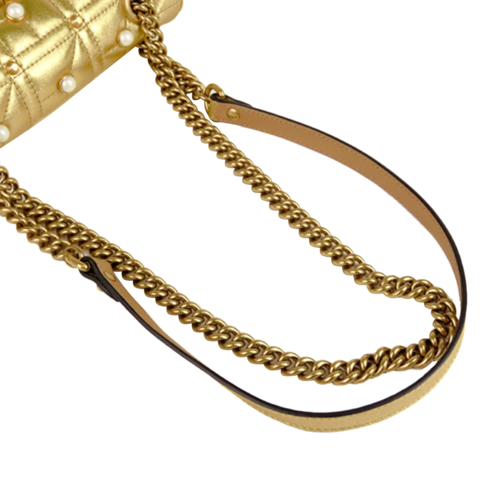 GG Marmont Matelasse Mini Leather Crossbody Bag Gold - Image 7