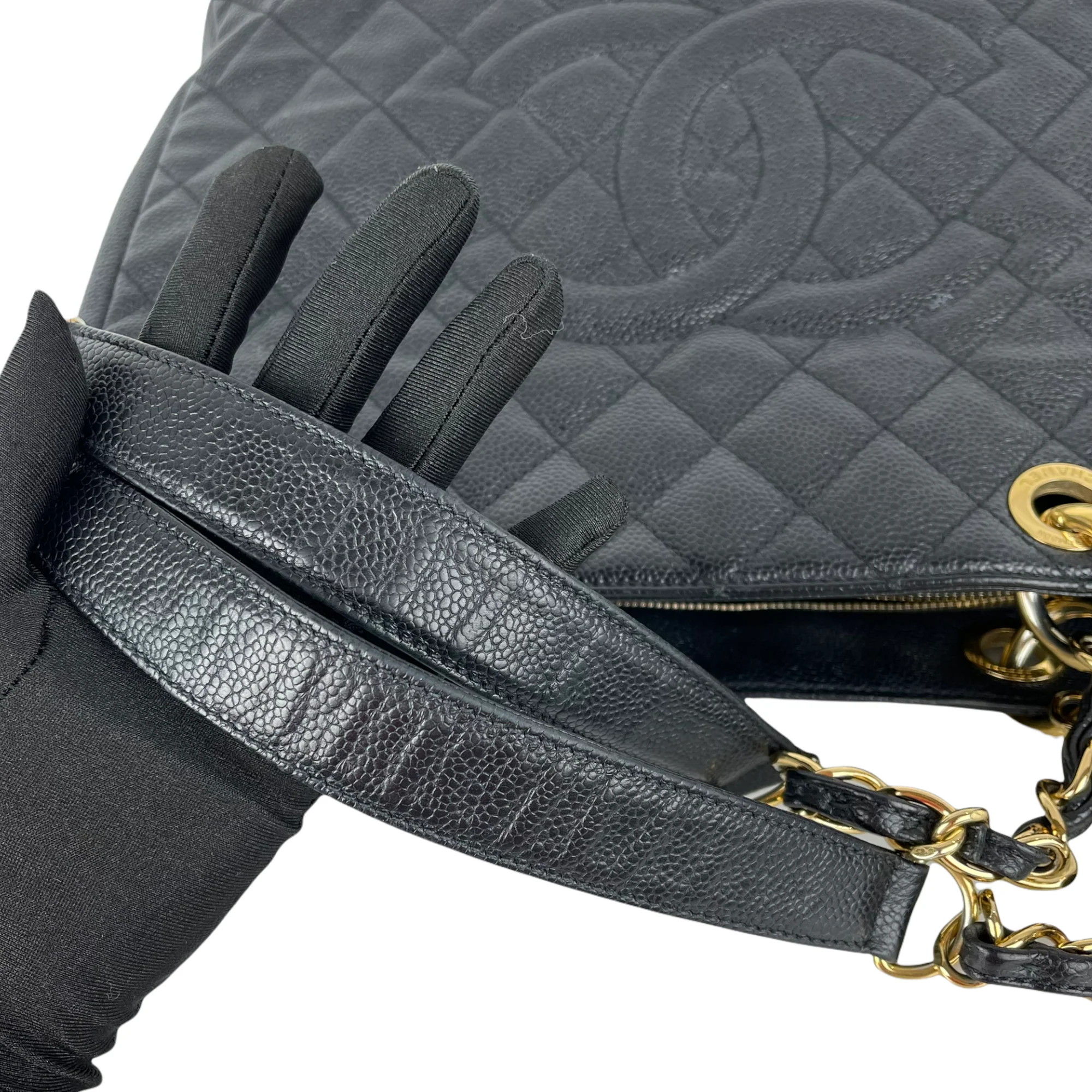 Grand Shopping Tote Caviar Black GHW - Image 17
