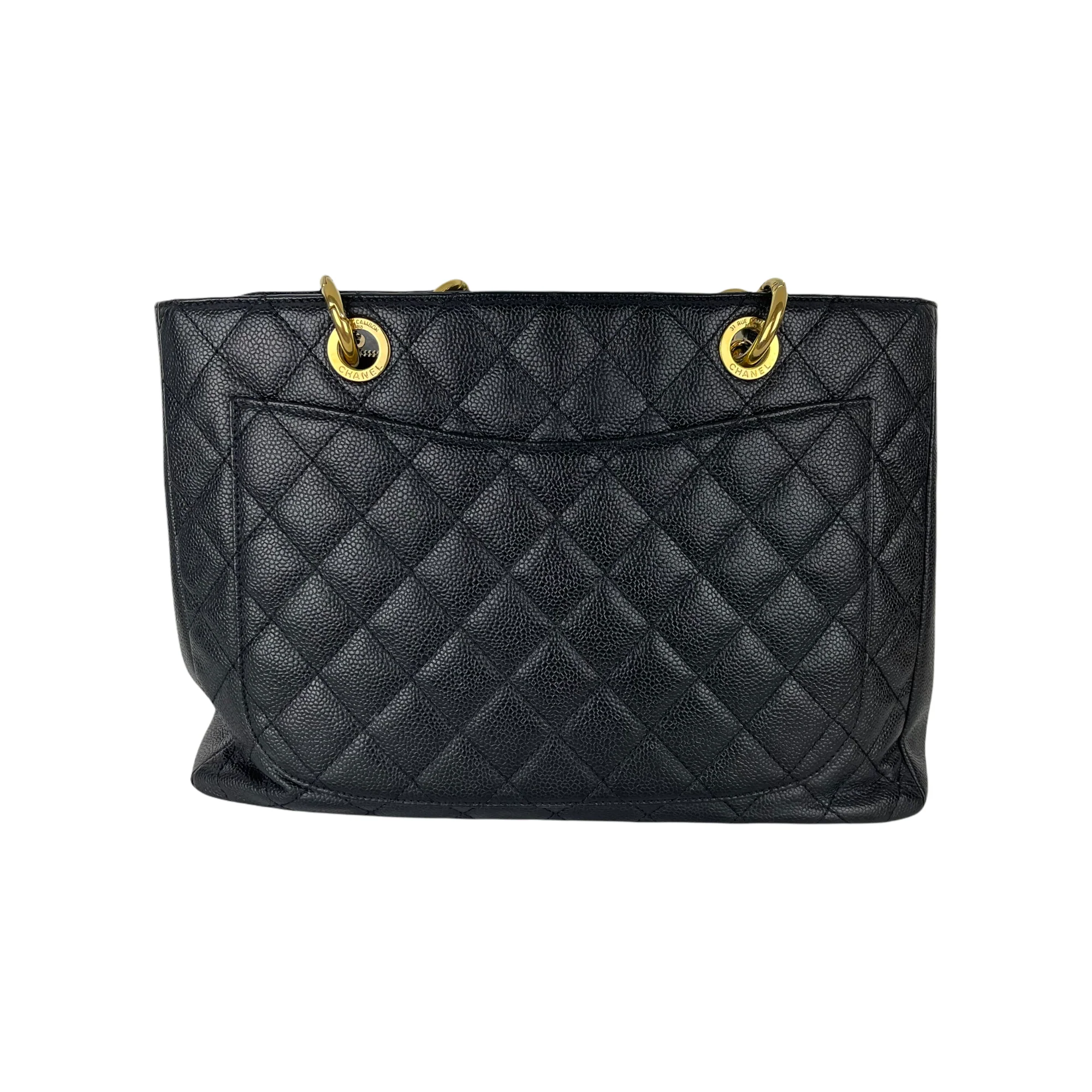 Grand Shopping Tote Caviar Black GHW - Image 2