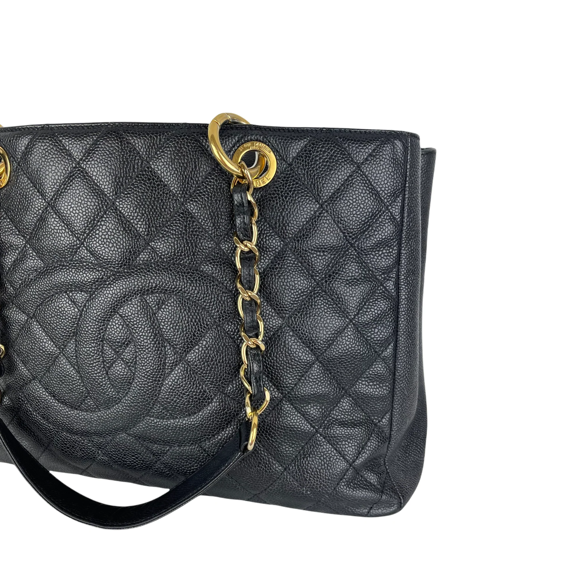 Grand Shopping Tote Caviar Black GHW - Image 7
