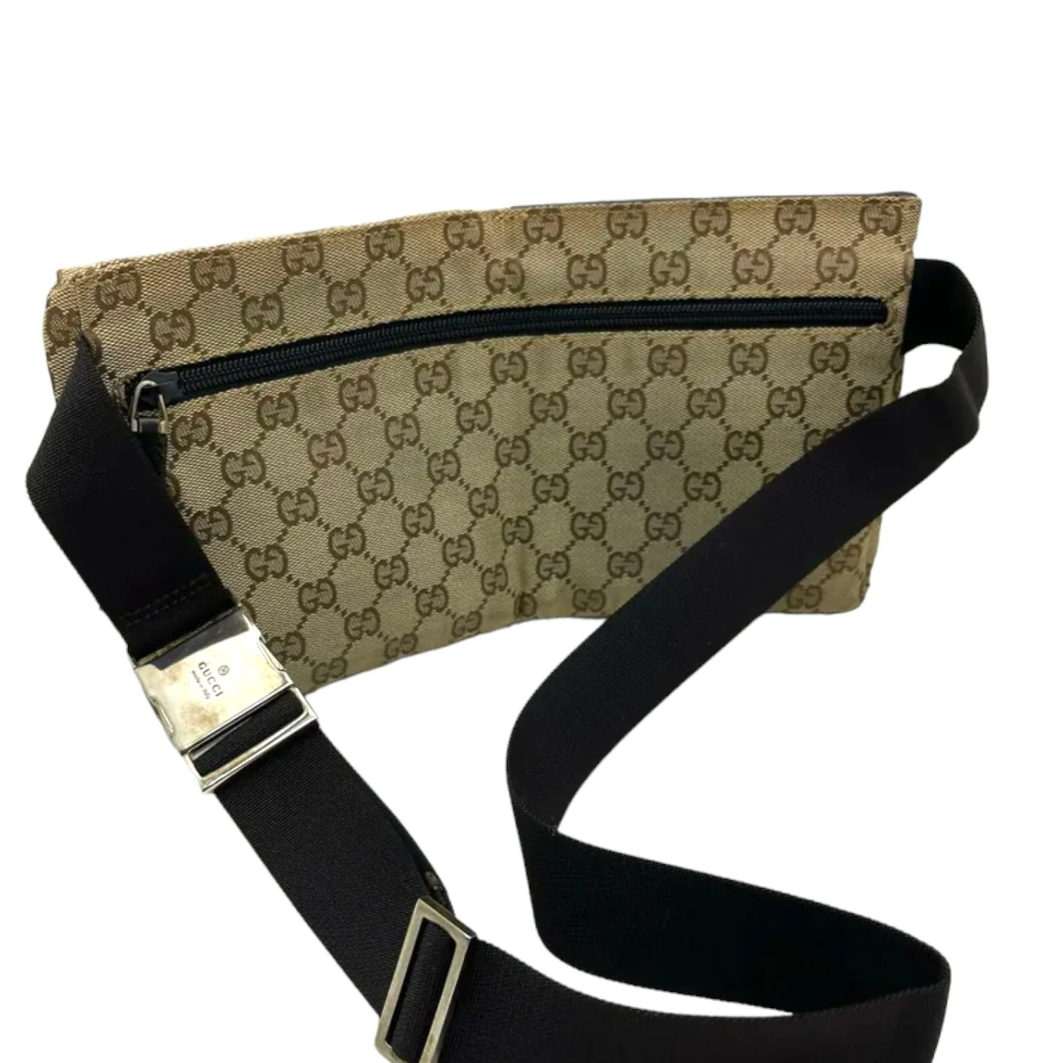 Double Pocket Waist Bag GG Supreme Monogram Canvas Beige SHW - Image 12