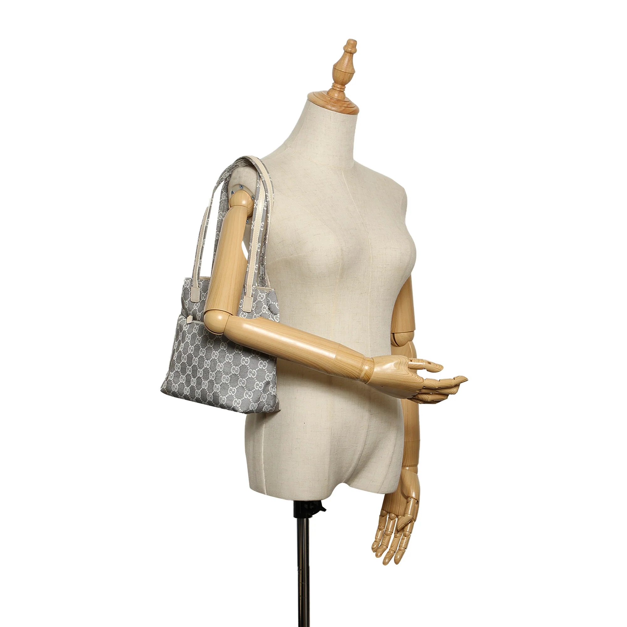GG Canvas Tote Bag Gray SHW - Image 9