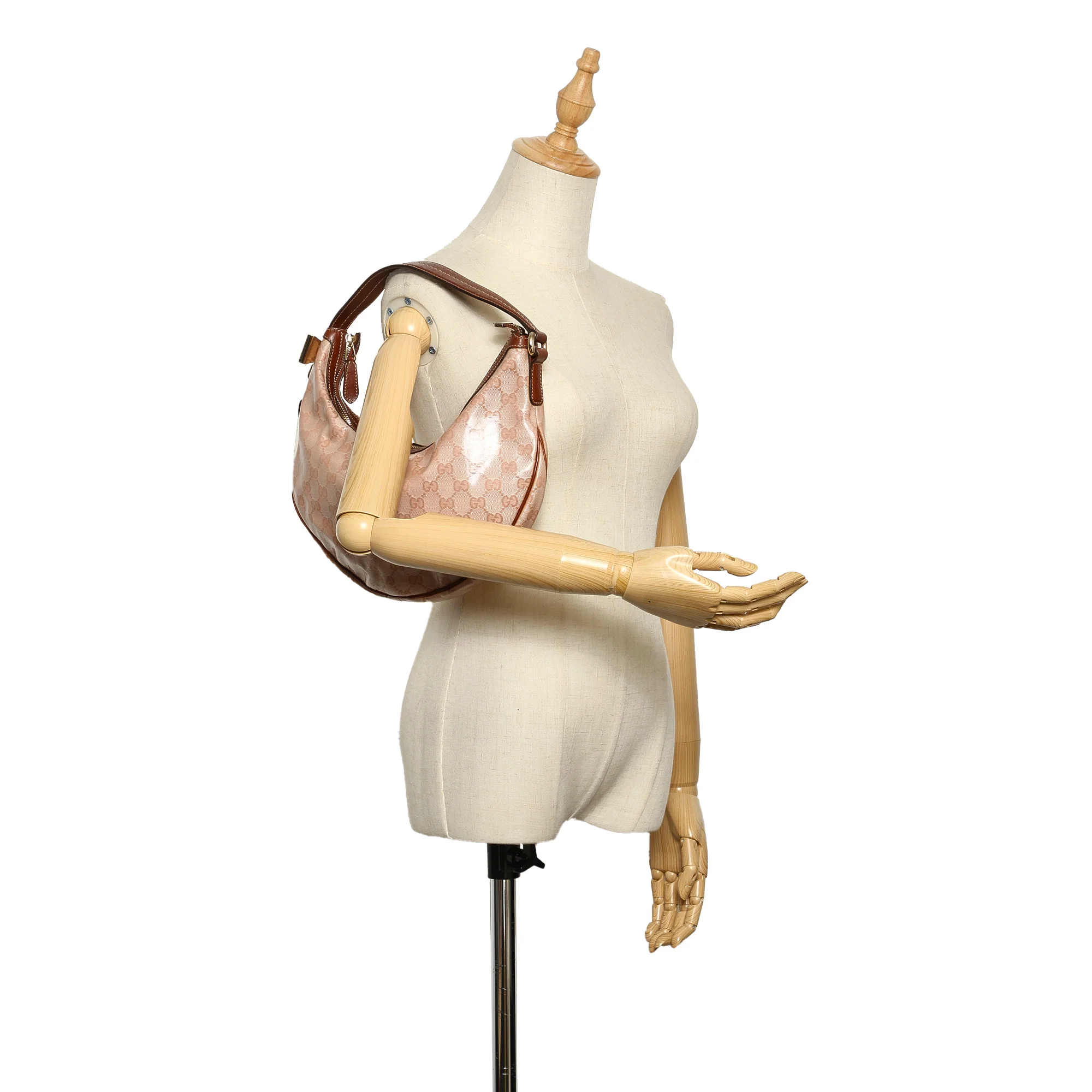 GG Crystal Hobo Bag Brown - Image 10