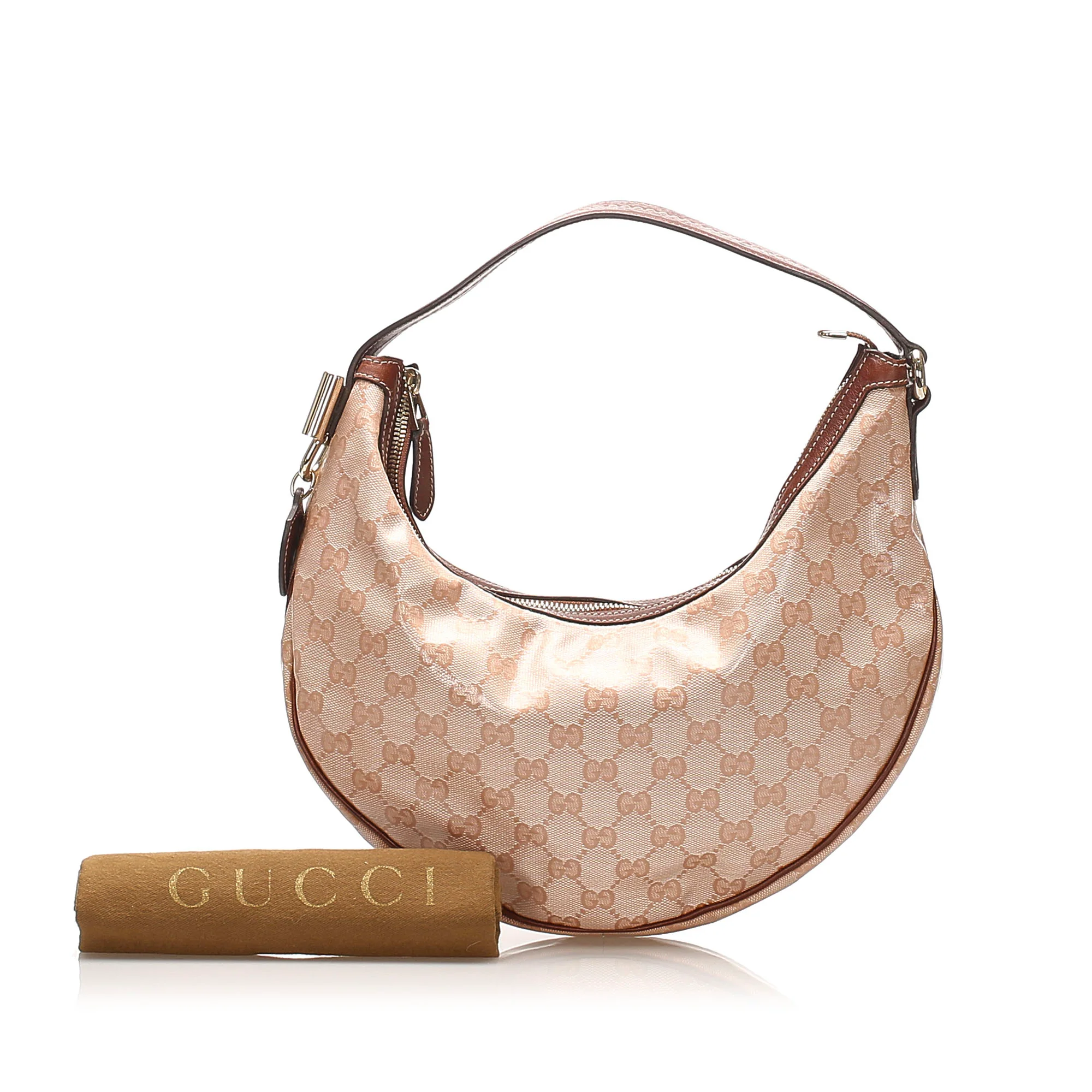 GG Crystal Hobo Bag Brown - Image 11