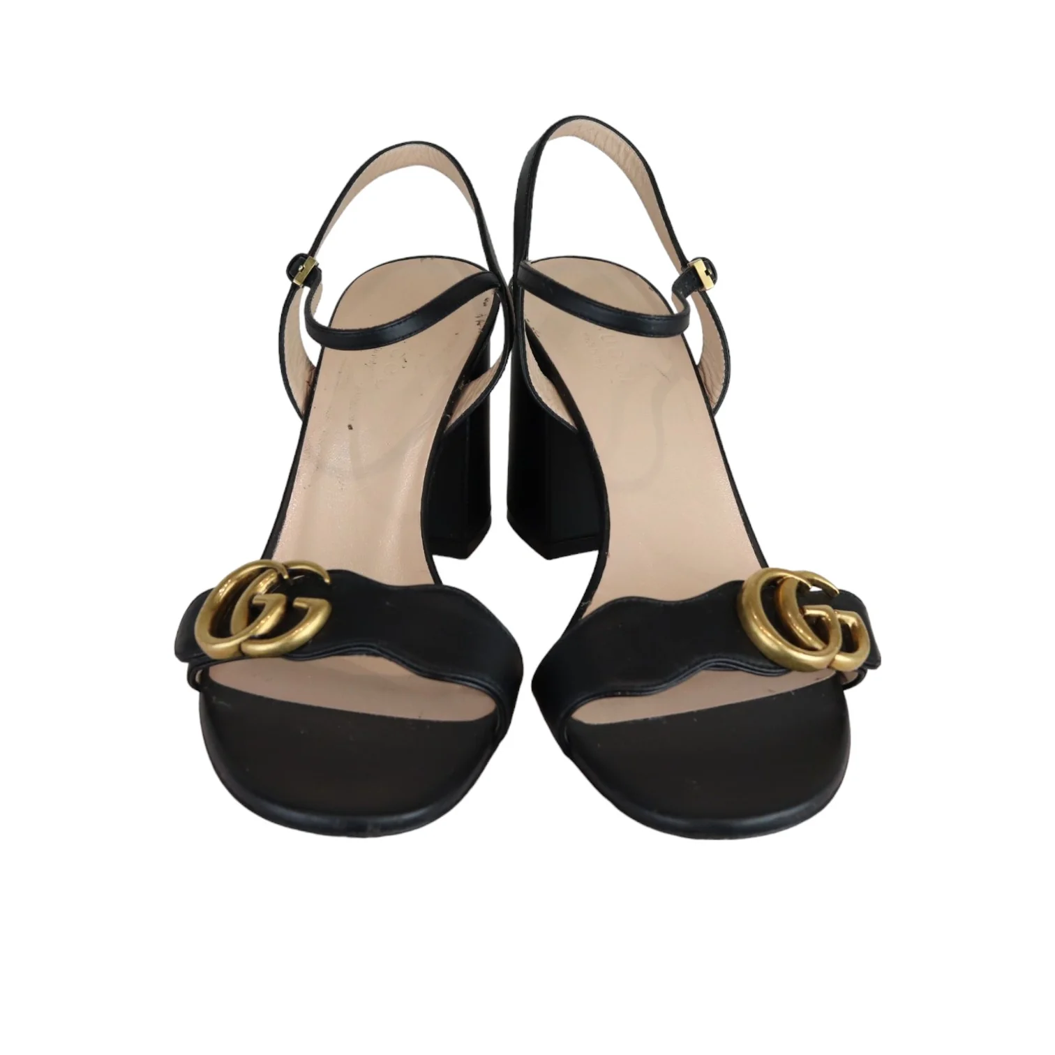 GG Marmont Ankle Wrap Sandals Calfskin Black Size 38 - Image 3