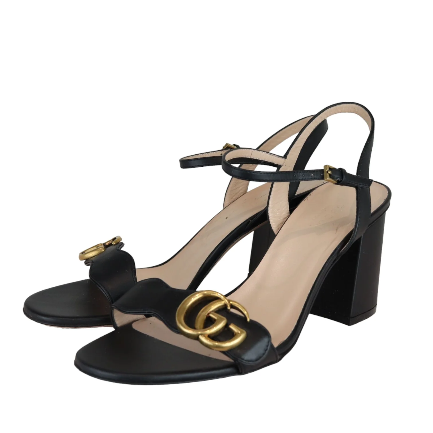 GG Marmont Ankle Wrap Sandals Calfskin Black Size 38 - Image 5