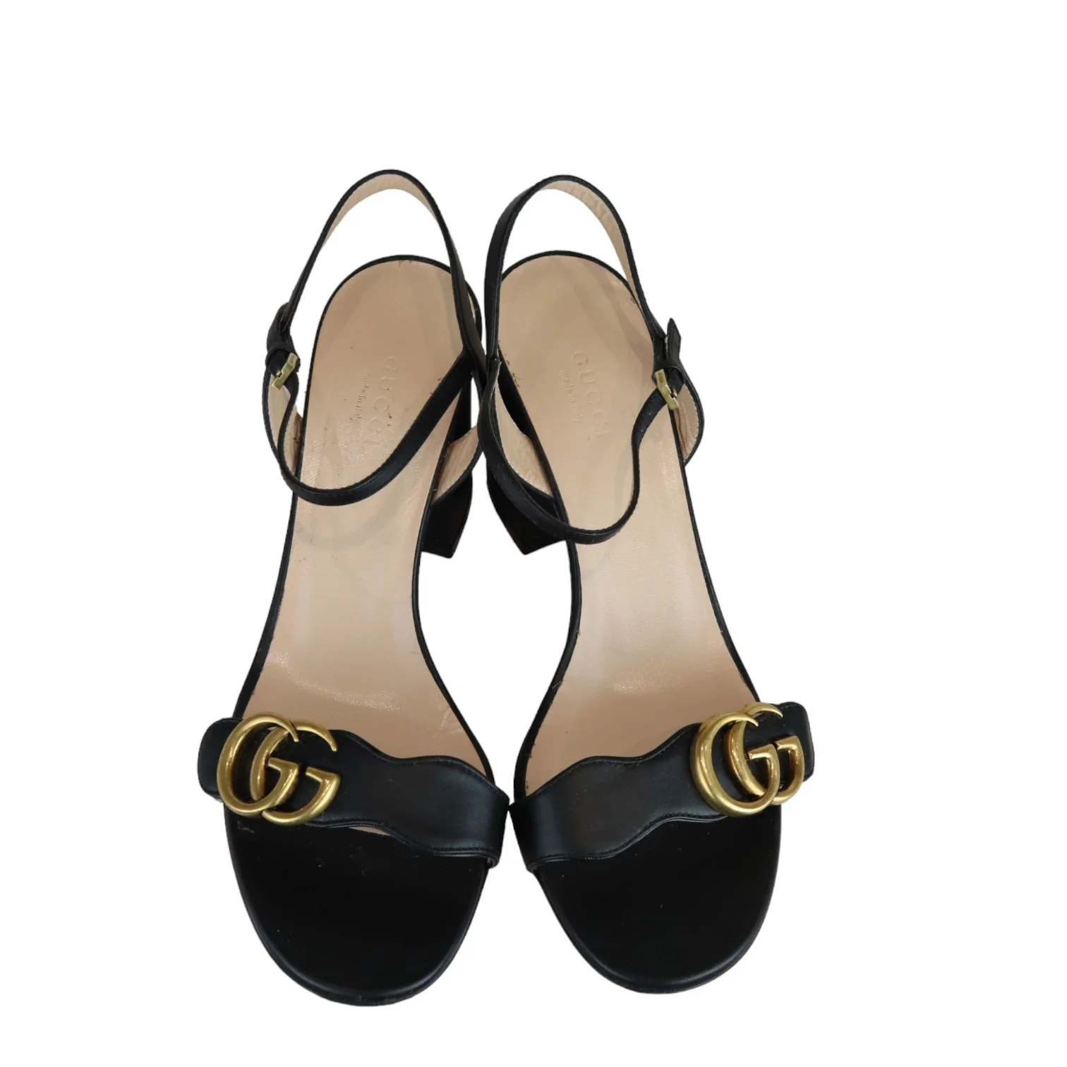 GG Marmont Ankle Wrap Sandals Calfskin Black Size 38 - Image 8