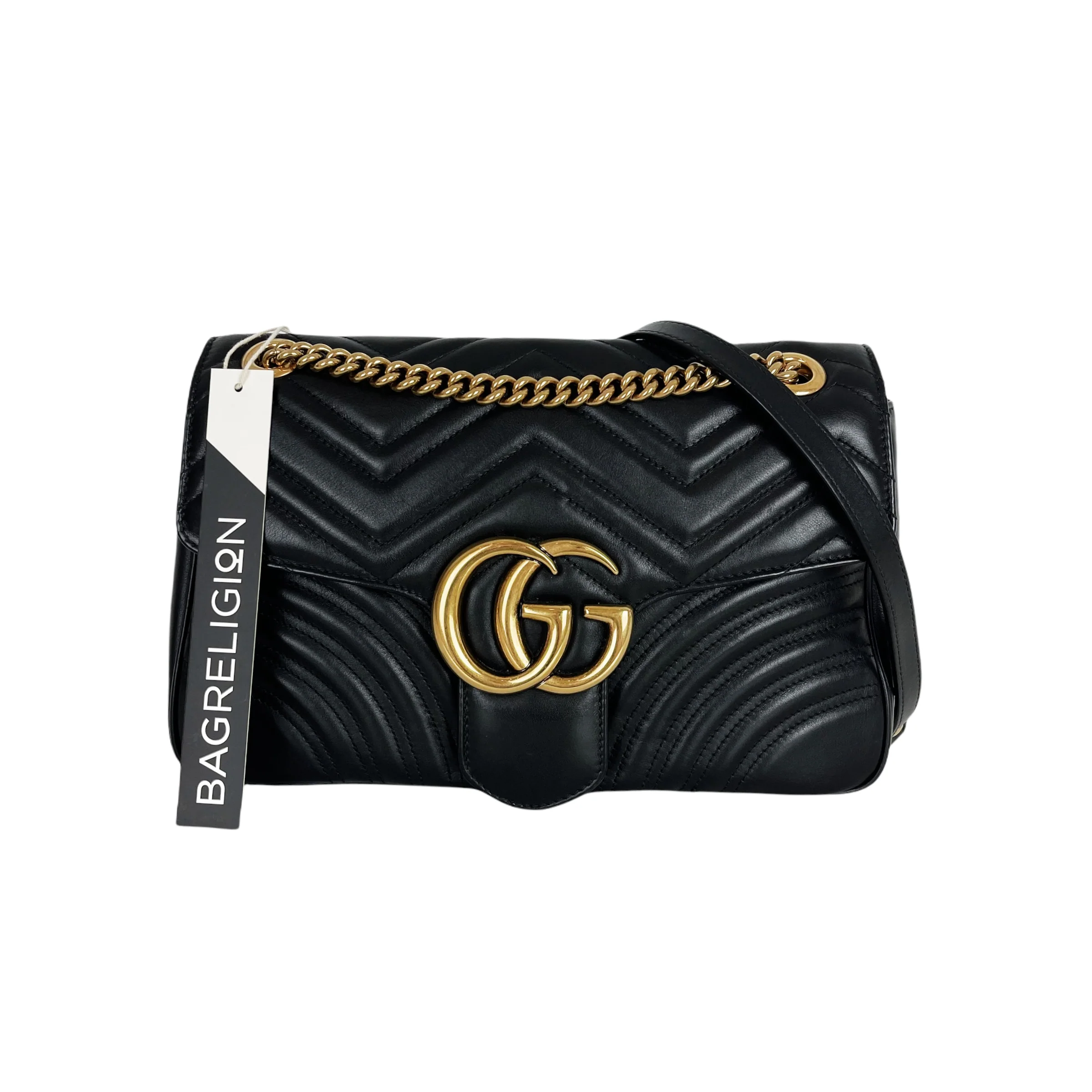 GG Marmont Black Calfskin Medium GHW