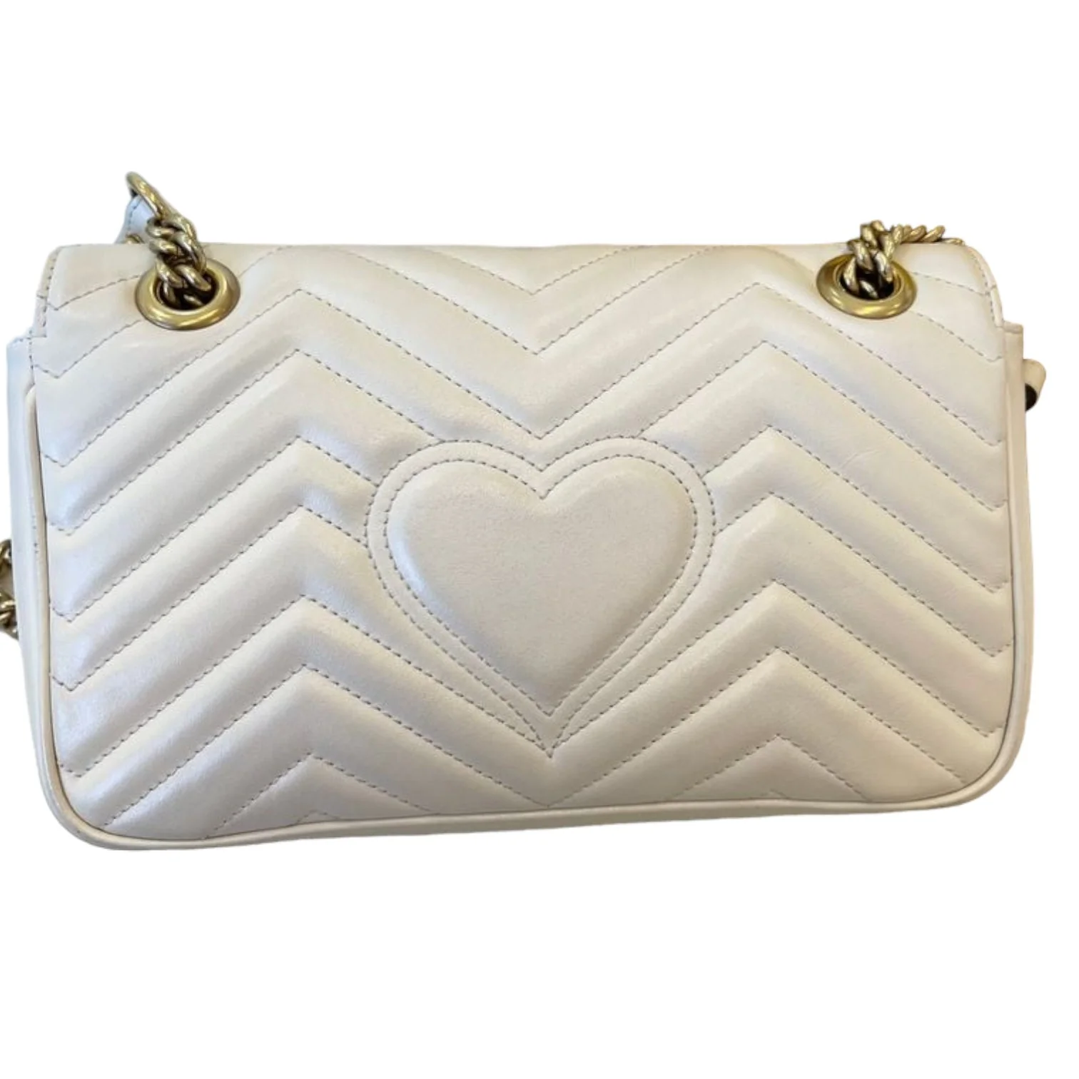 GG Marmont Small Shoulder Calfskin Matelasse White GHW - Image 2