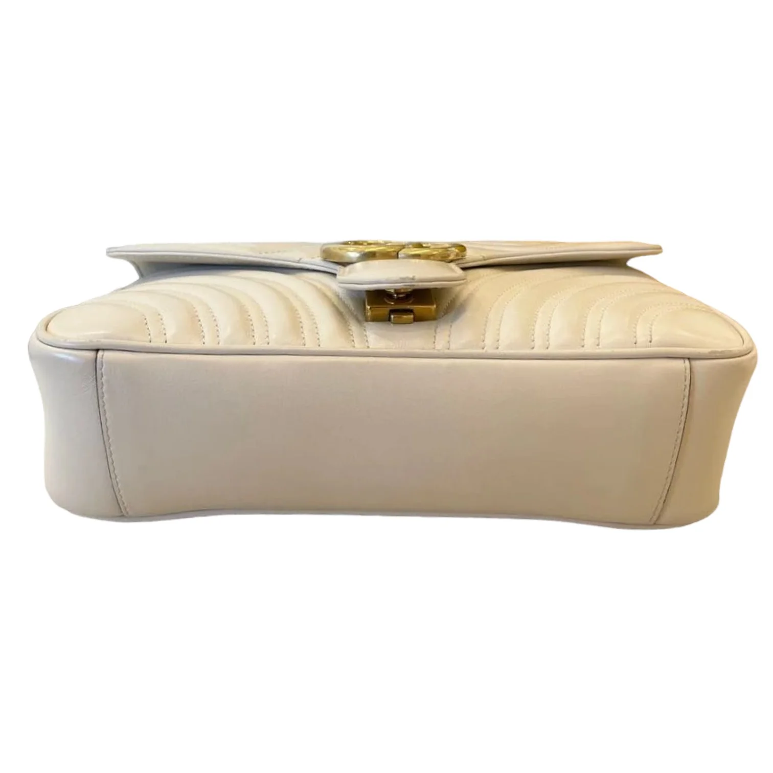 GG Marmont Small Shoulder Calfskin Matelasse White GHW - Image 3