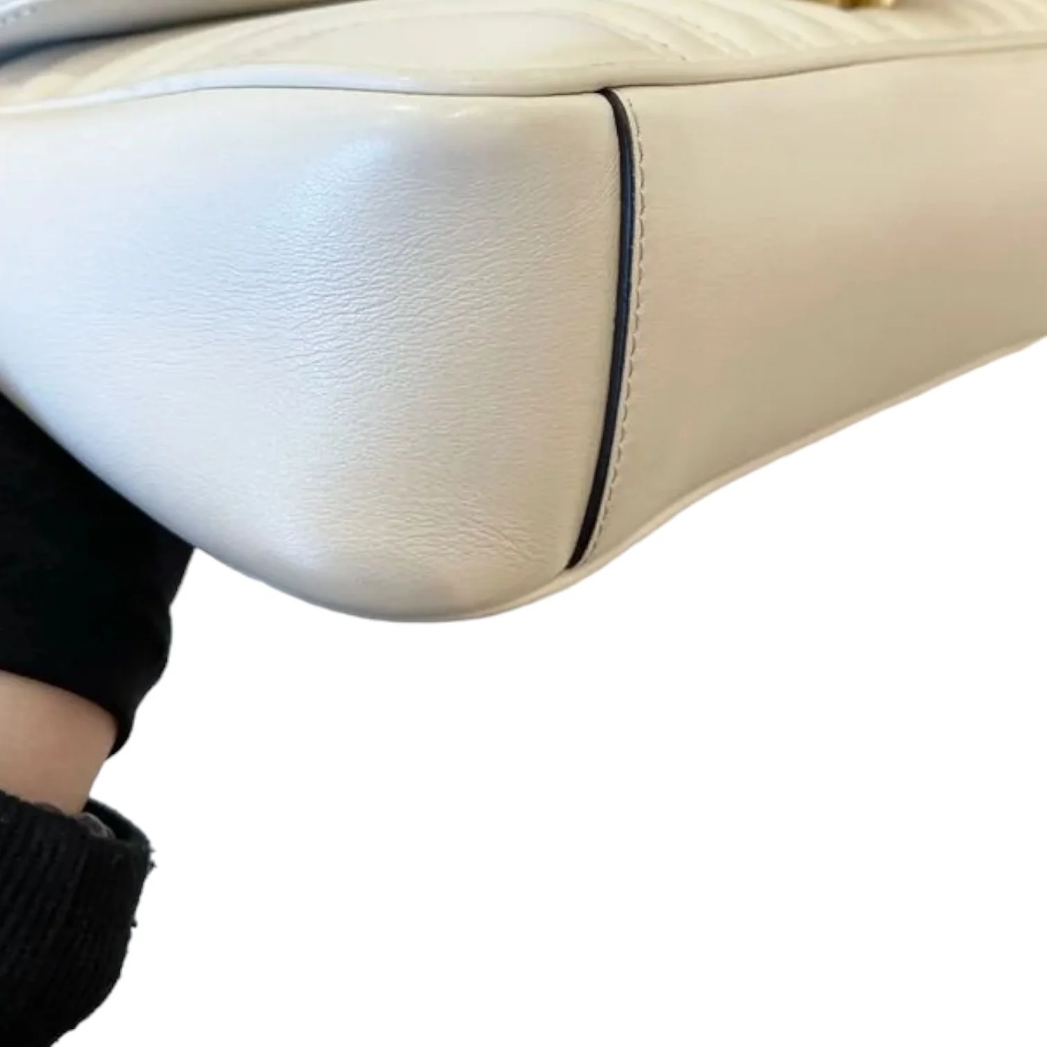GG Marmont Small Shoulder Calfskin Matelasse White GHW - Image 7