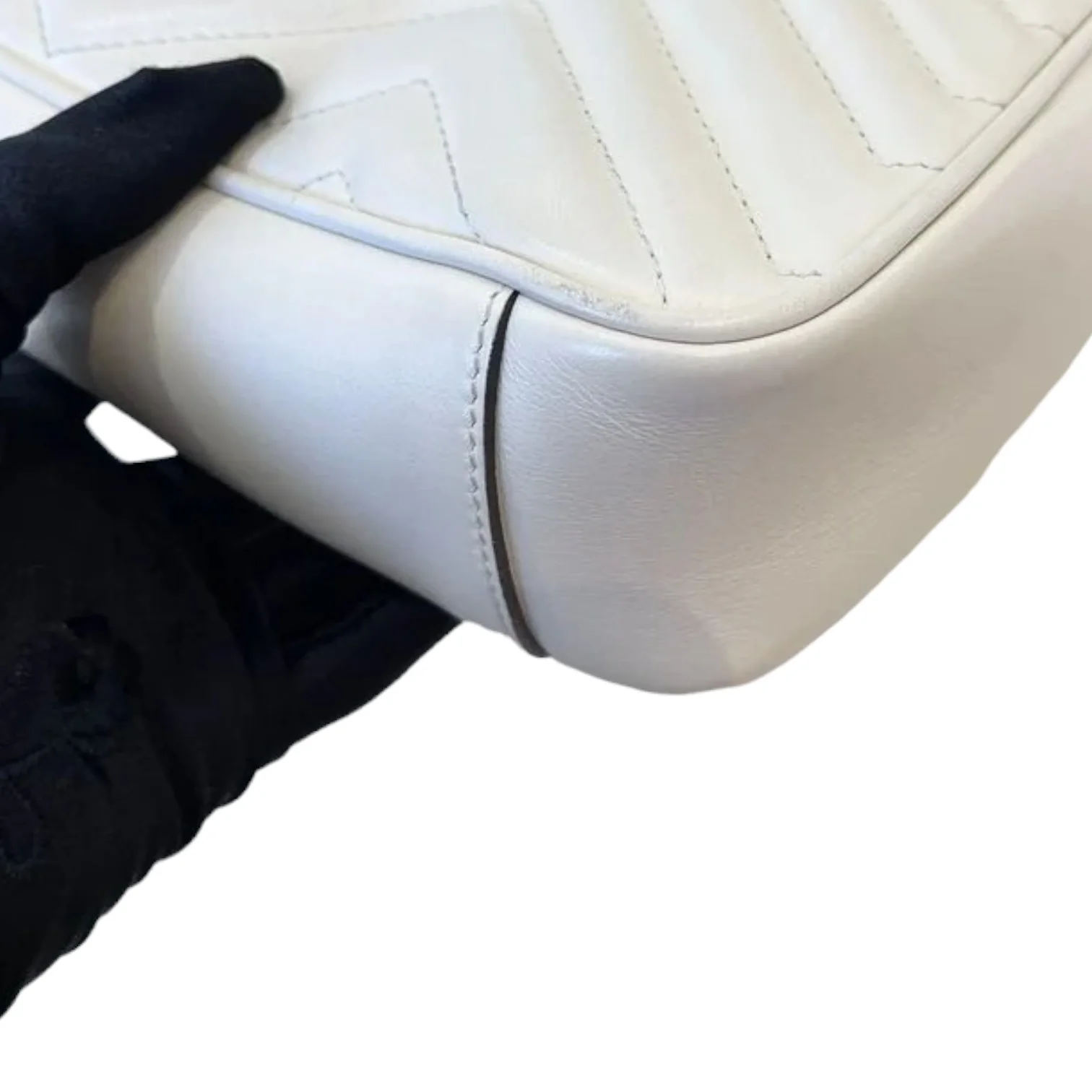 GG Marmont Small Shoulder Calfskin Matelasse White GHW - Image 8