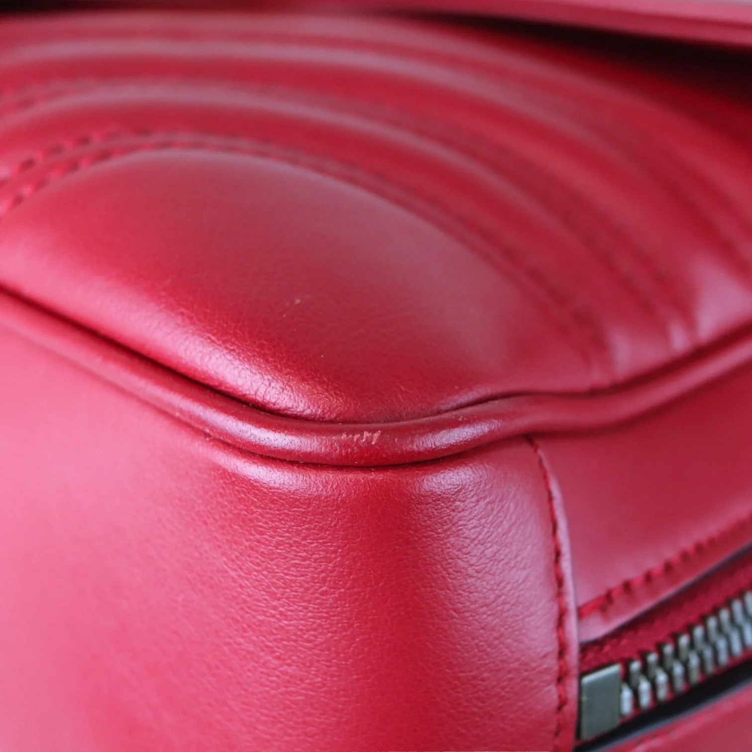 GG Marmont Top Handle Small Shoulder Calfskin Matelasse Red GHW - Image 11
