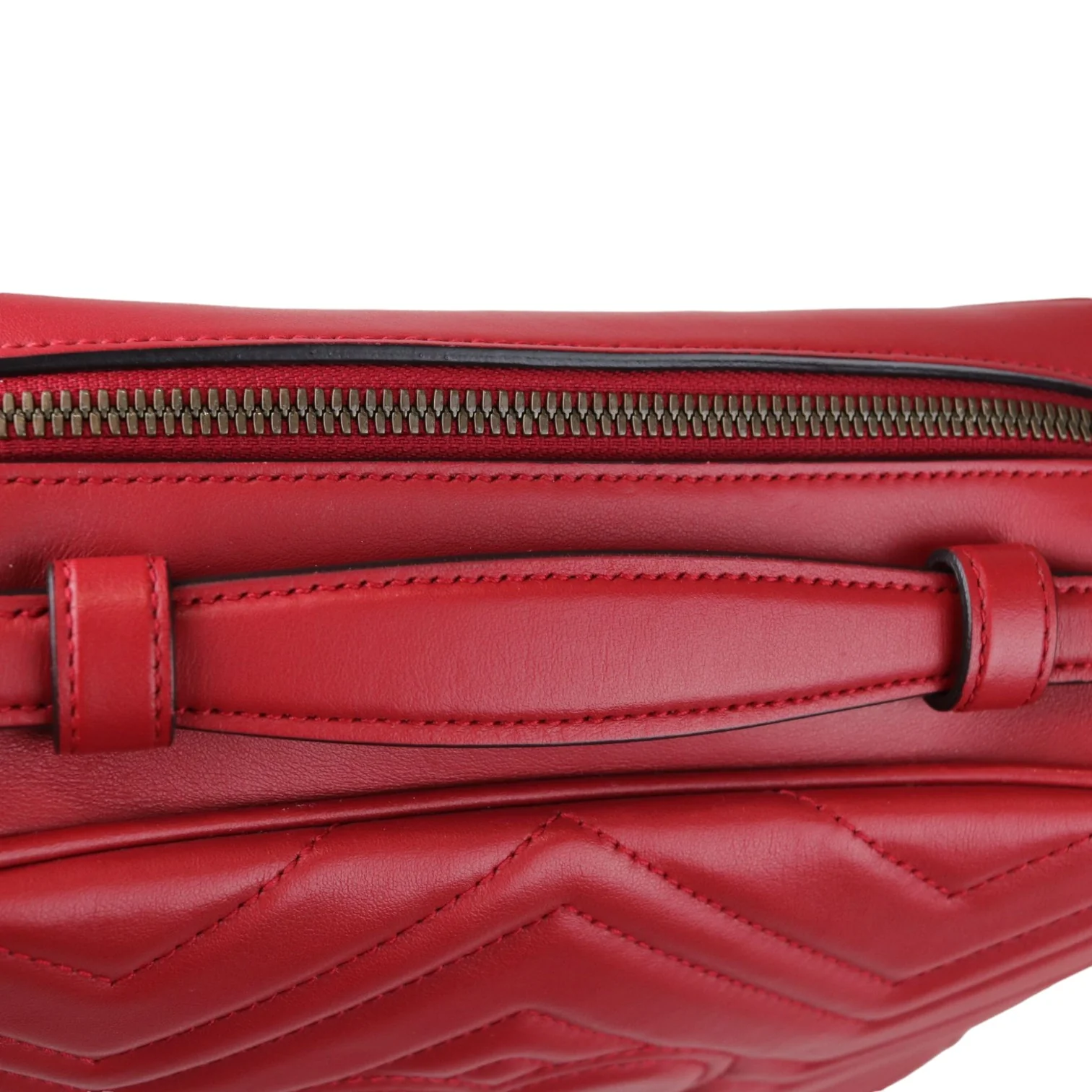 GG Marmont Top Handle Small Shoulder Calfskin Matelasse Red GHW - Image 21