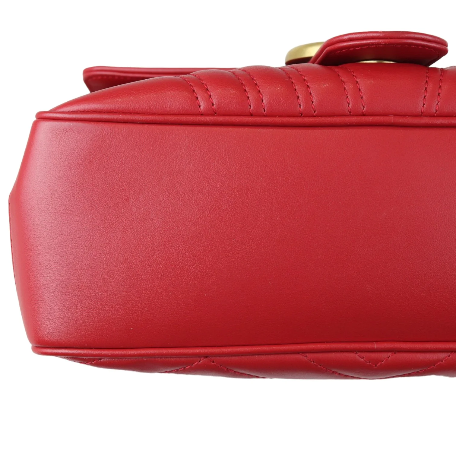 GG Marmont Top Handle Small Shoulder Calfskin Matelasse Red GHW - Image 9