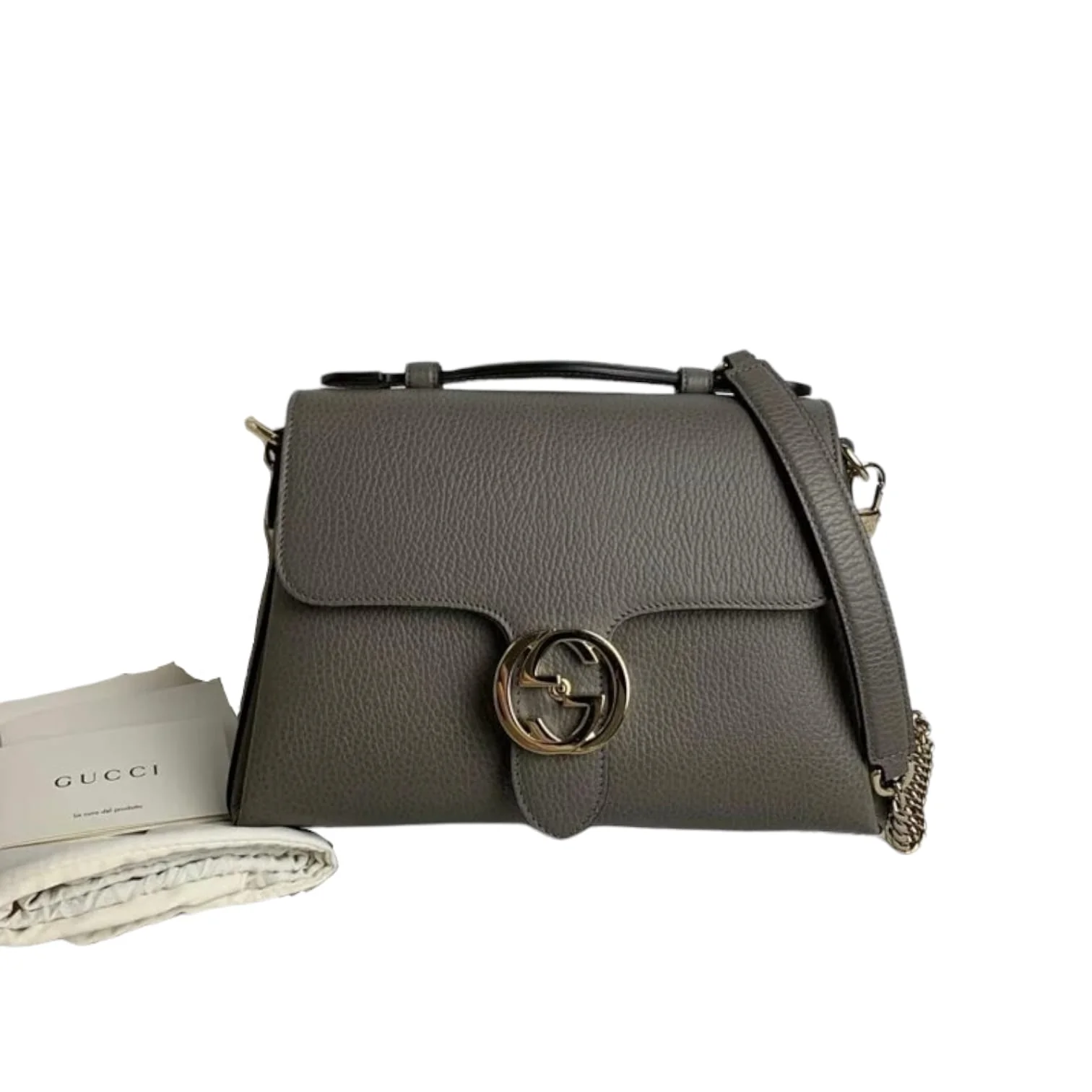 Interlocking GG Calfskin Leather Grey GHW - Image 2