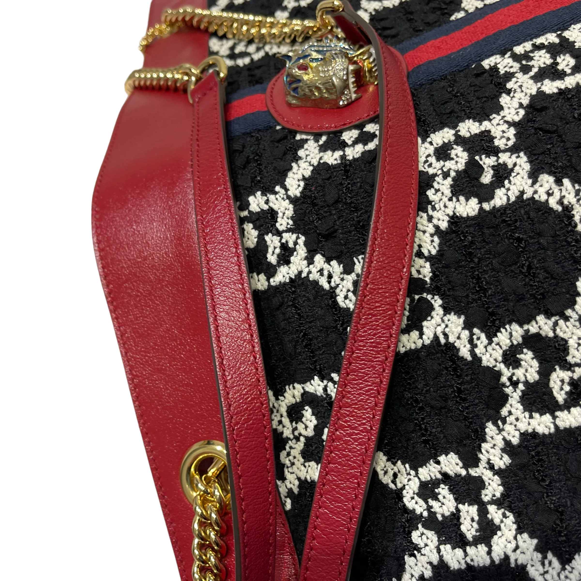 Rajah Tote Large GG Supreme Cherry Black White GHW - Image 14