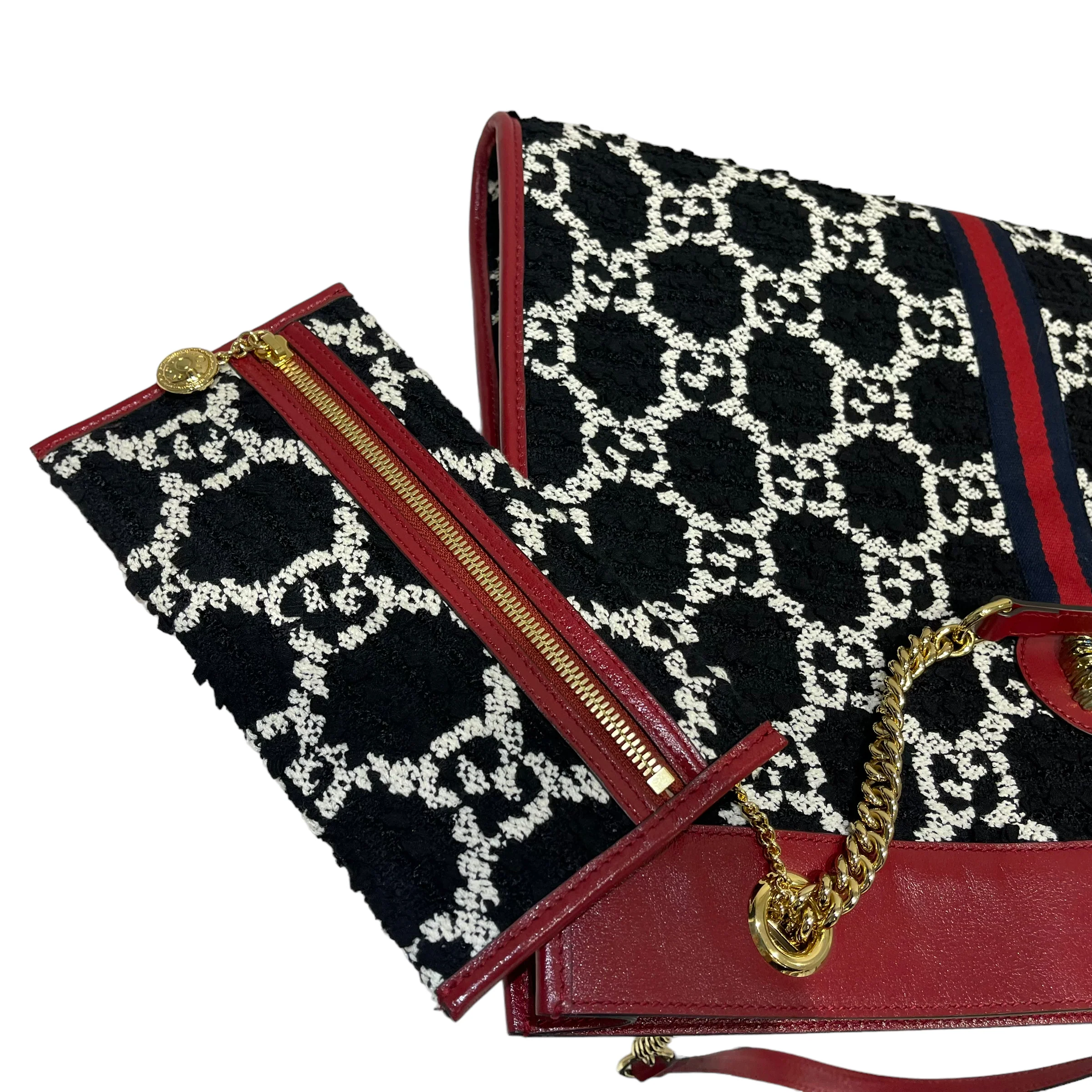 Rajah Tote Large GG Supreme Cherry Black White GHW - Image 15