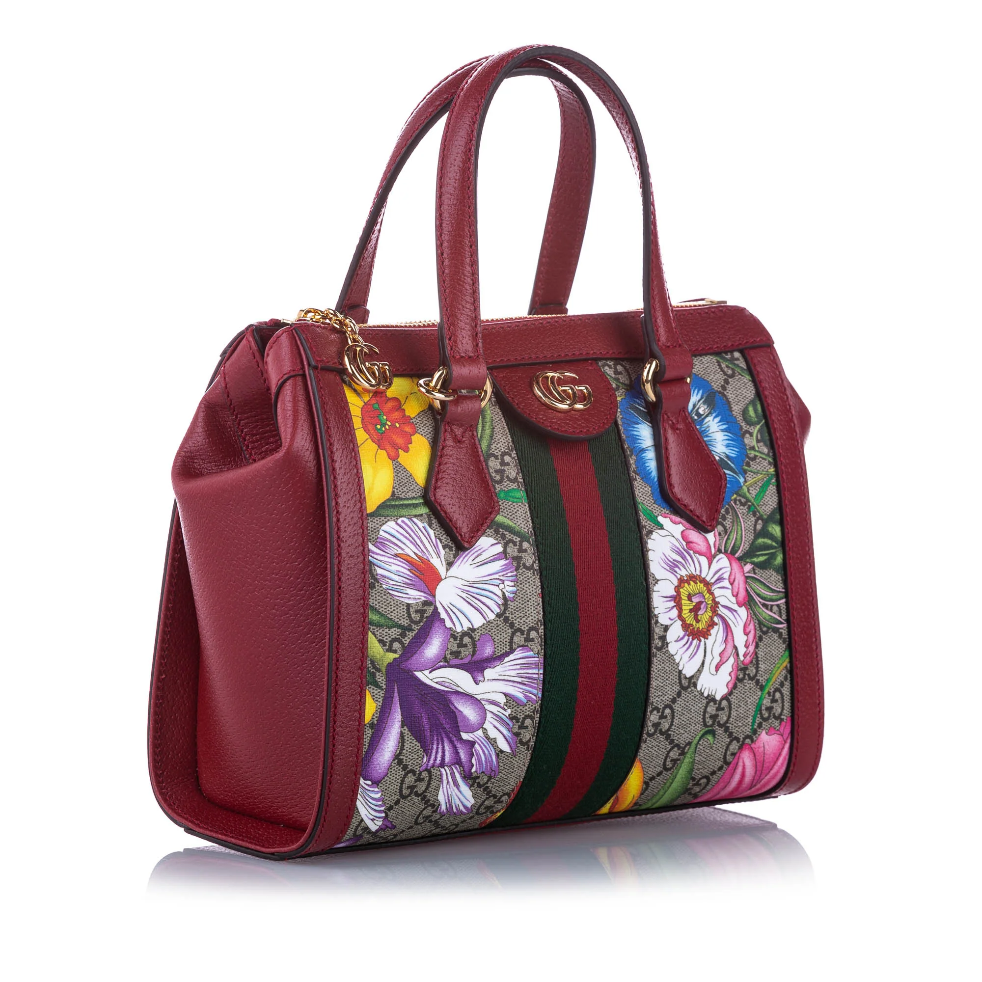 Small GG Flora Ophidia Satchel Red and Brown GHW - Image 3
