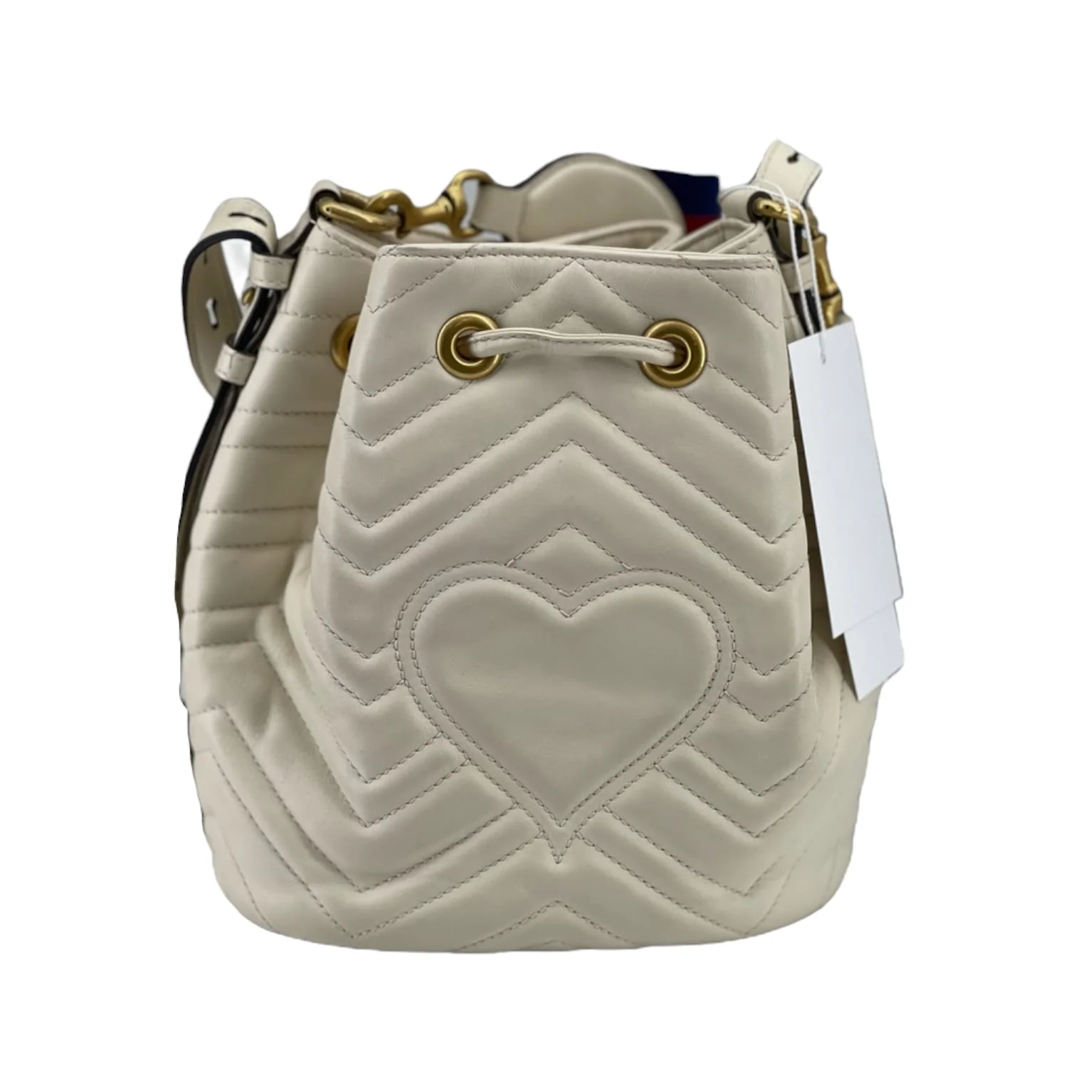 Small GG Marmont Bucket White Leather GHW - Image 2