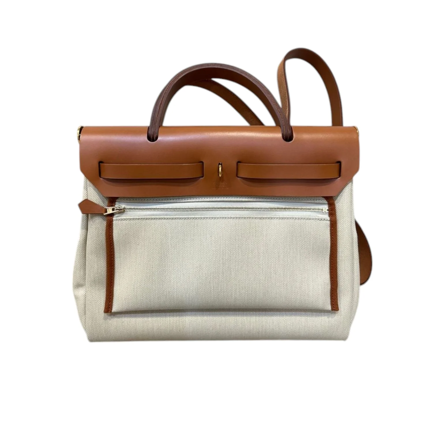 Herbag Zip 31 PM Trench Vache Hunter Toile Beige Brown GHW - Image 2