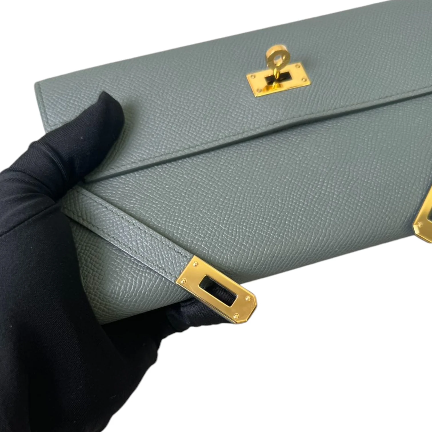 Kelly Long Wallet Epsom Leather Grey GHW - Image 12