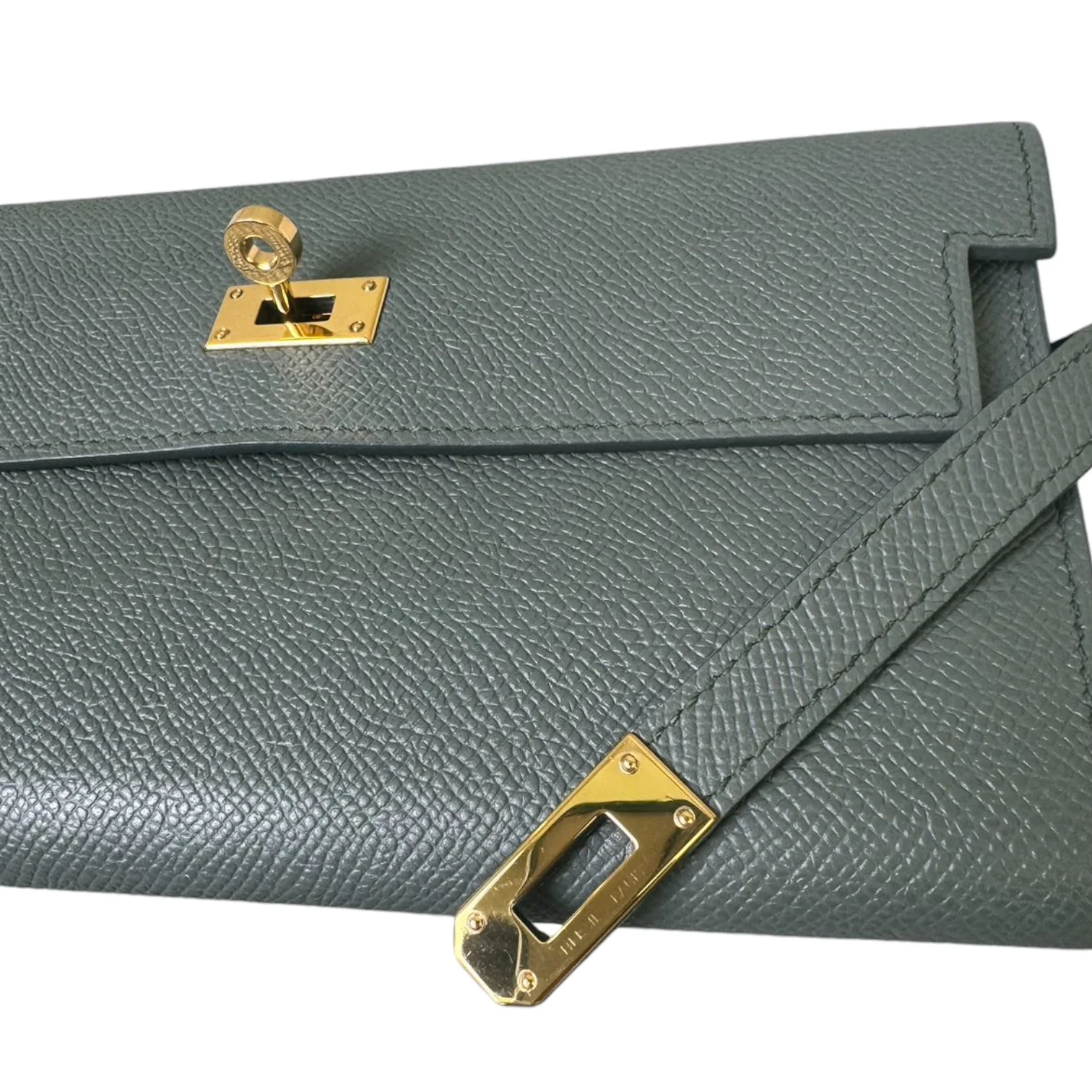 Kelly Long Wallet Epsom Leather Grey GHW - Image 13