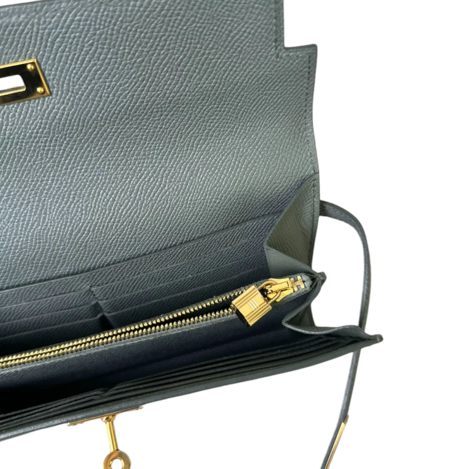 Kelly Long Wallet Epsom Leather Grey GHW - Image 17