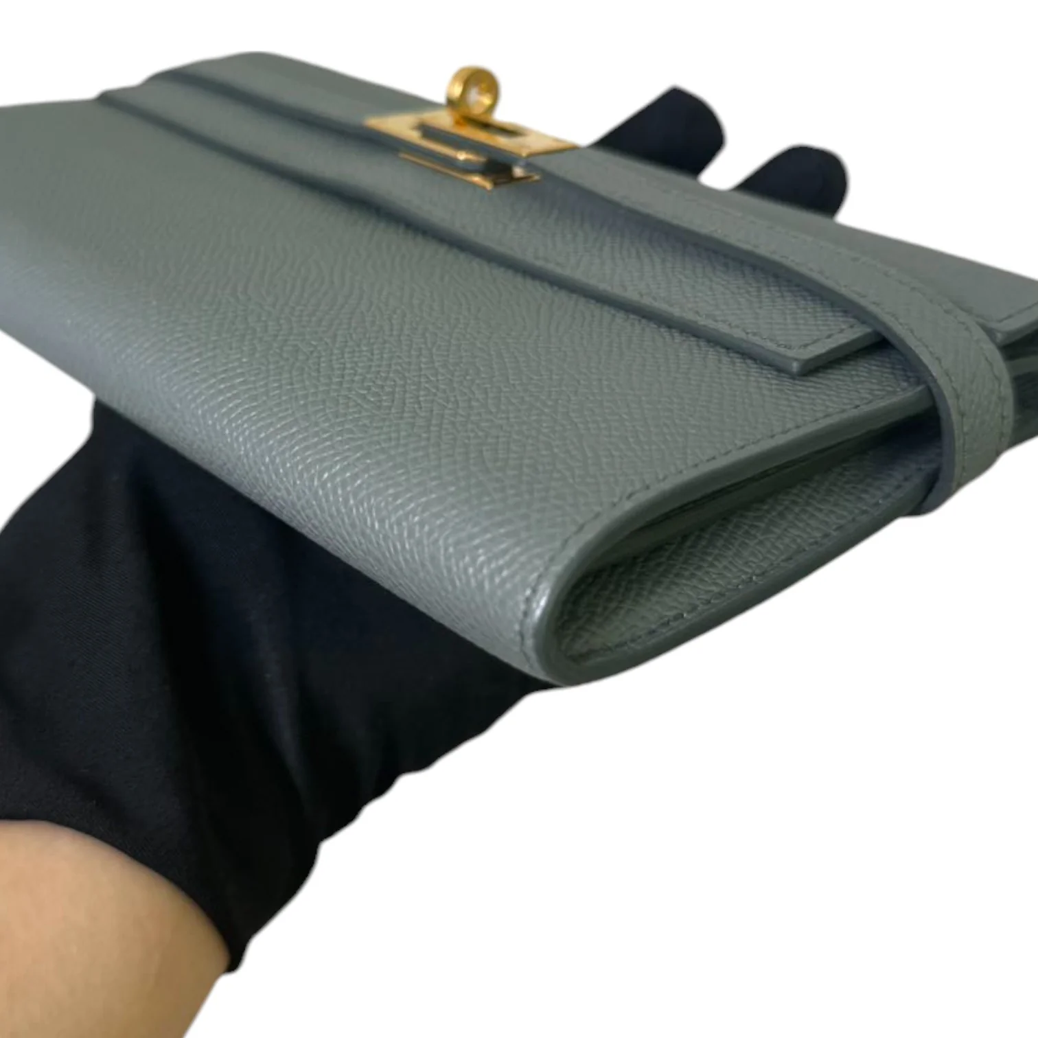 Kelly Long Wallet Epsom Leather Grey GHW - Image 7