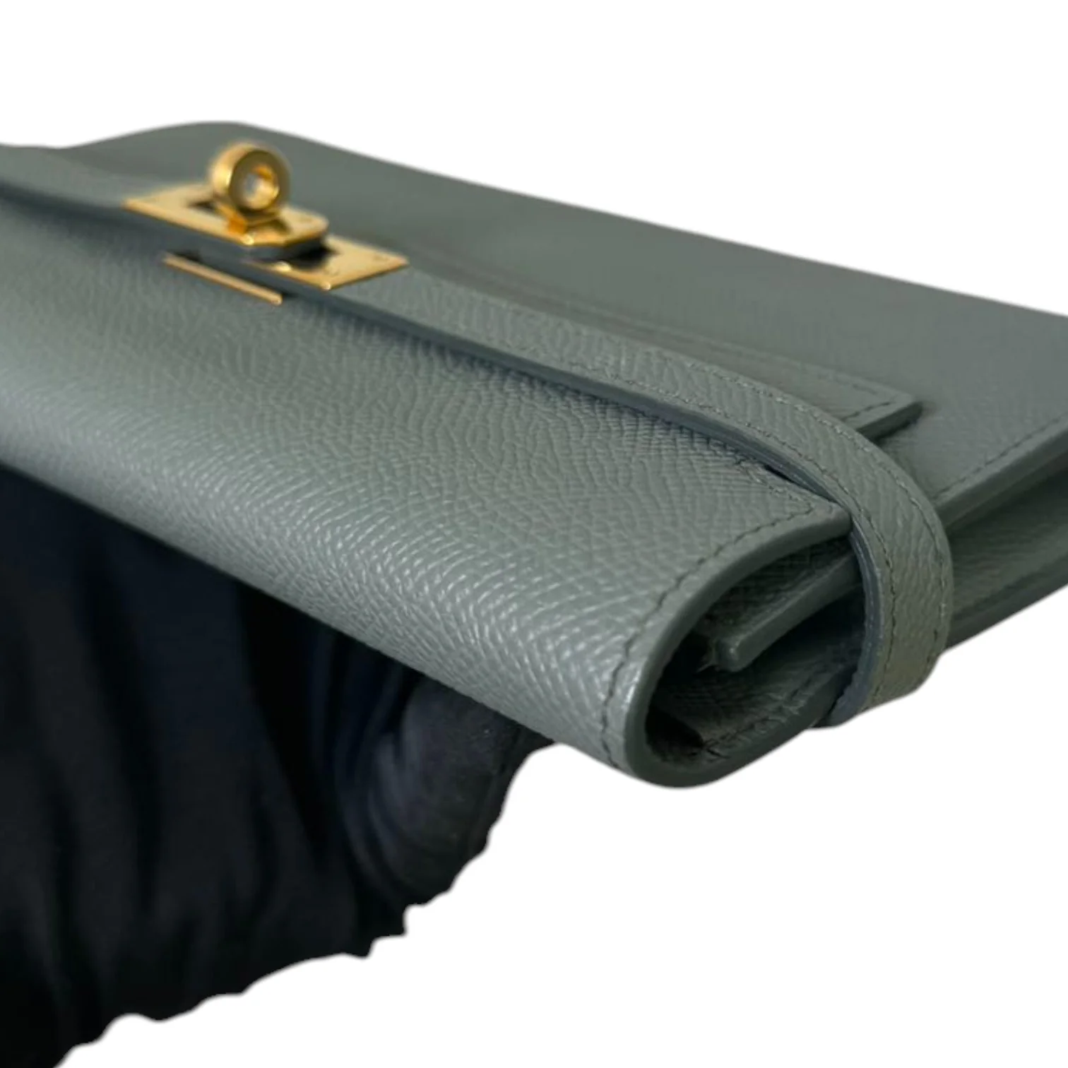 Kelly Long Wallet Epsom Leather Grey GHW - Image 9