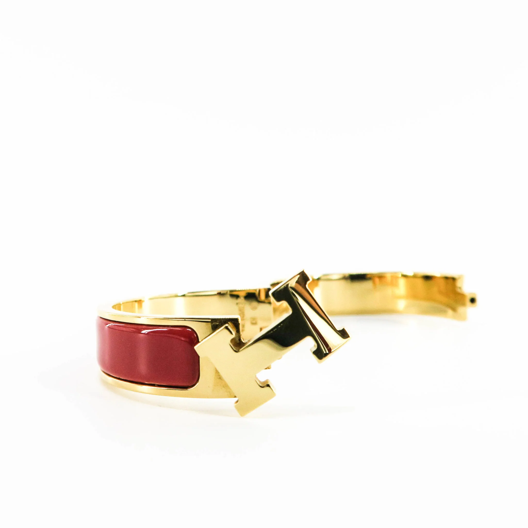 Red Clic H Bracelet in Gold Plated Enamel Bracelet Size PM - Image 4