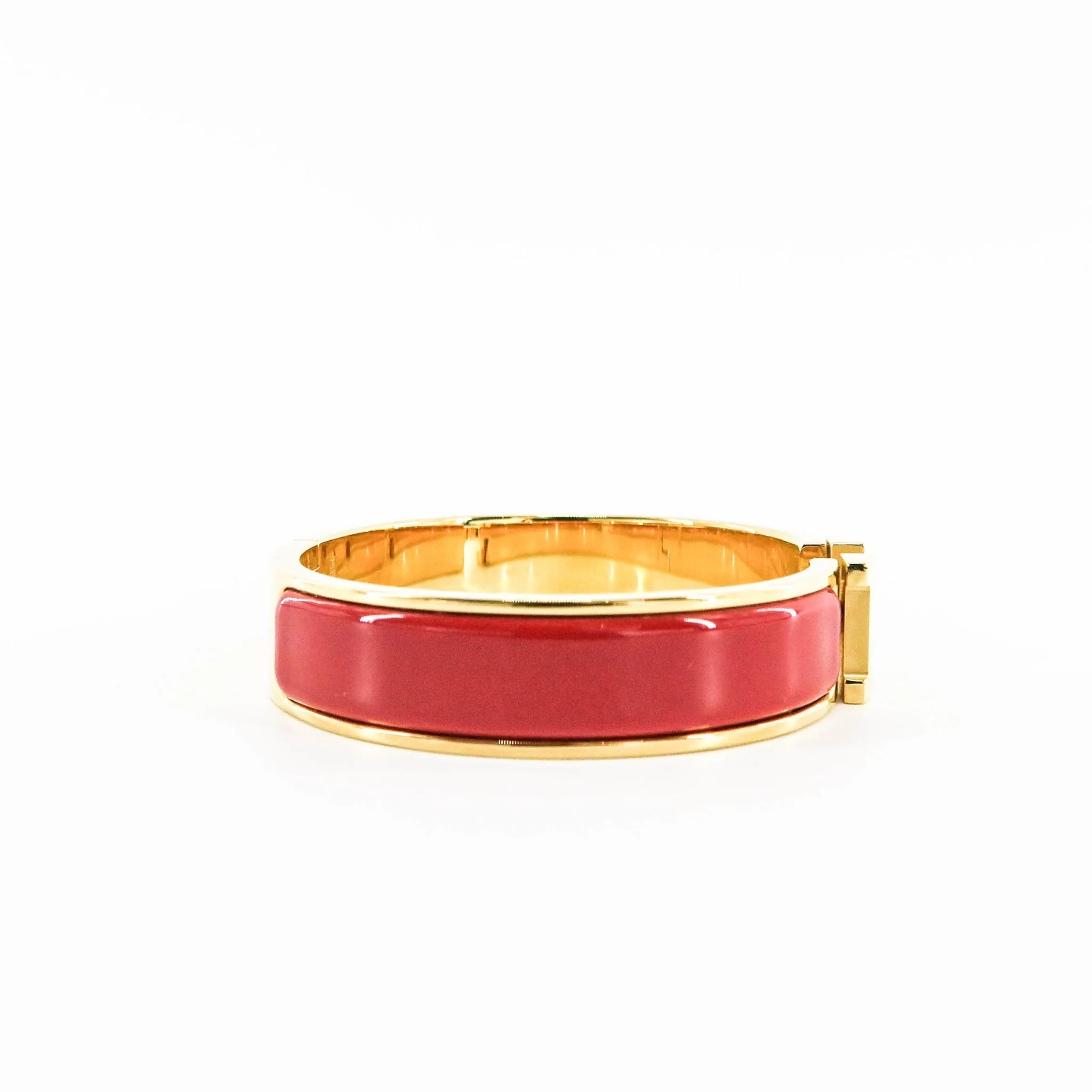 Red Clic H Bracelet in Gold Plated Enamel Bracelet Size PM - Image 5