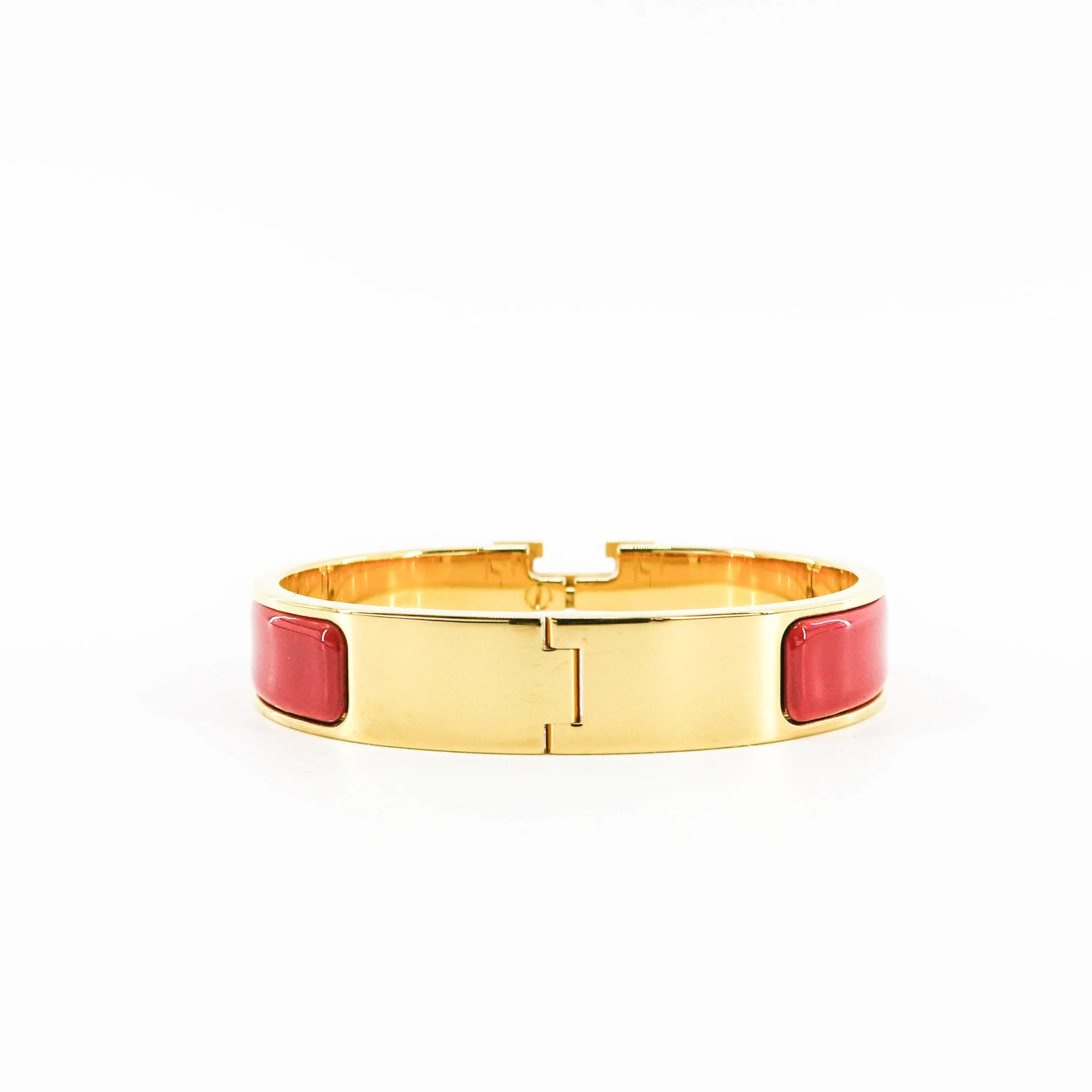 Red Clic H Bracelet in Gold Plated Enamel Bracelet Size PM - Image 7