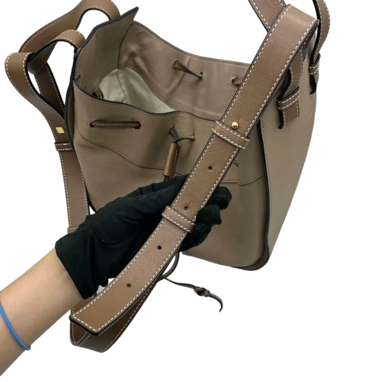 Hammock Small Leather Beige Bag GHW - Image 10
